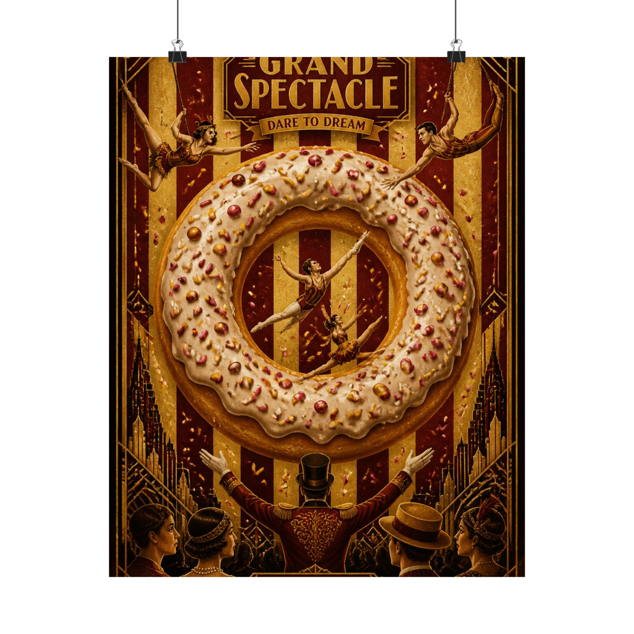 Donut Circus Ring Wall Art Poster 24×36 Art Deco Bar Area Decor Maximalist Print