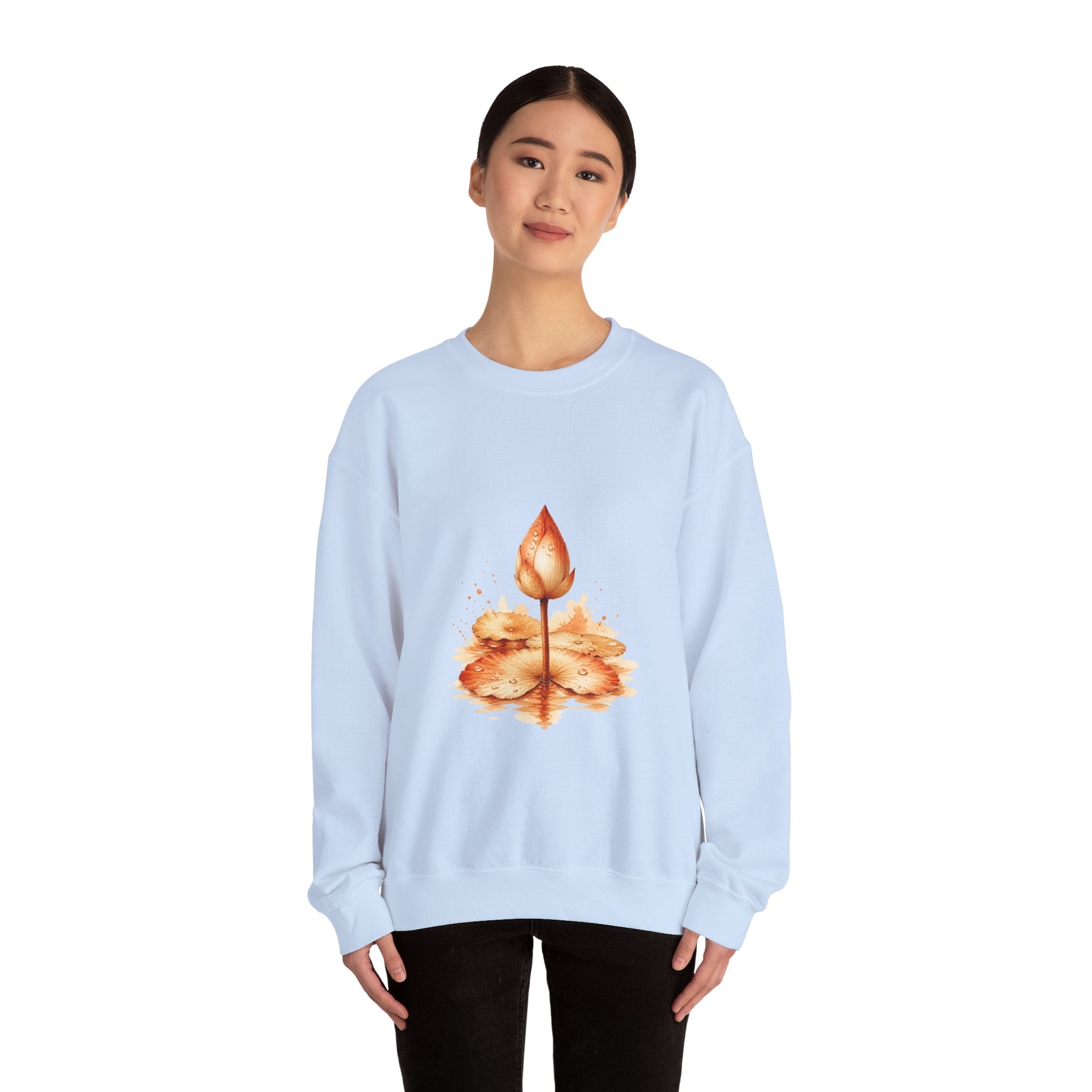 Matching Couple Sweatshirt - Open & Closed Lotus Matching Couple Comfort Colors Crew Watercolor Art His Hers Birthday Gift - Design B