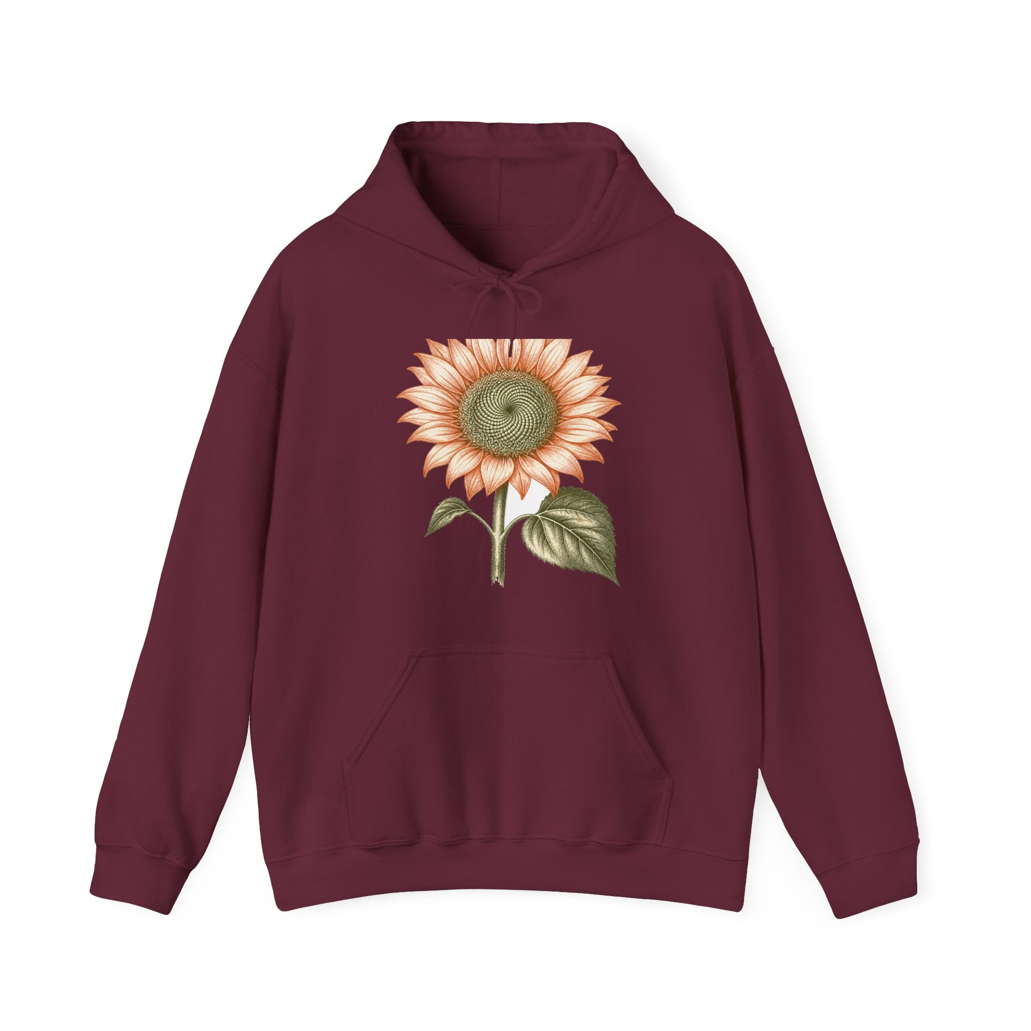 Matching Couple Sweatshirt - Sunflower & Moonflower Matching Couple Hooded Sweatshirt Vintage Art His Hers Wedding Gift - Design A