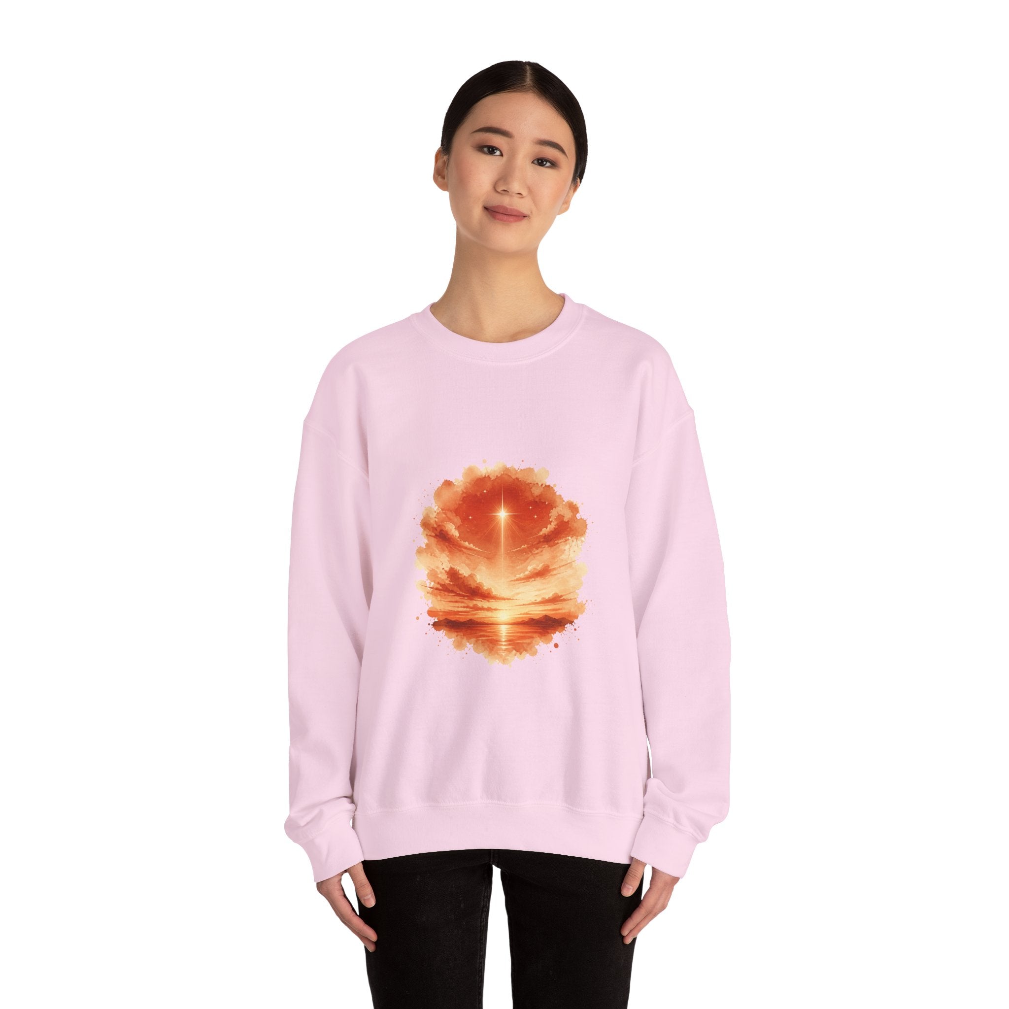 Matching Couple Sweatshirt - Evening & Morning Star Matching Couple Premium Fleece Sweatshirt Watercolor Art His Hers Birthday Gift - Design A