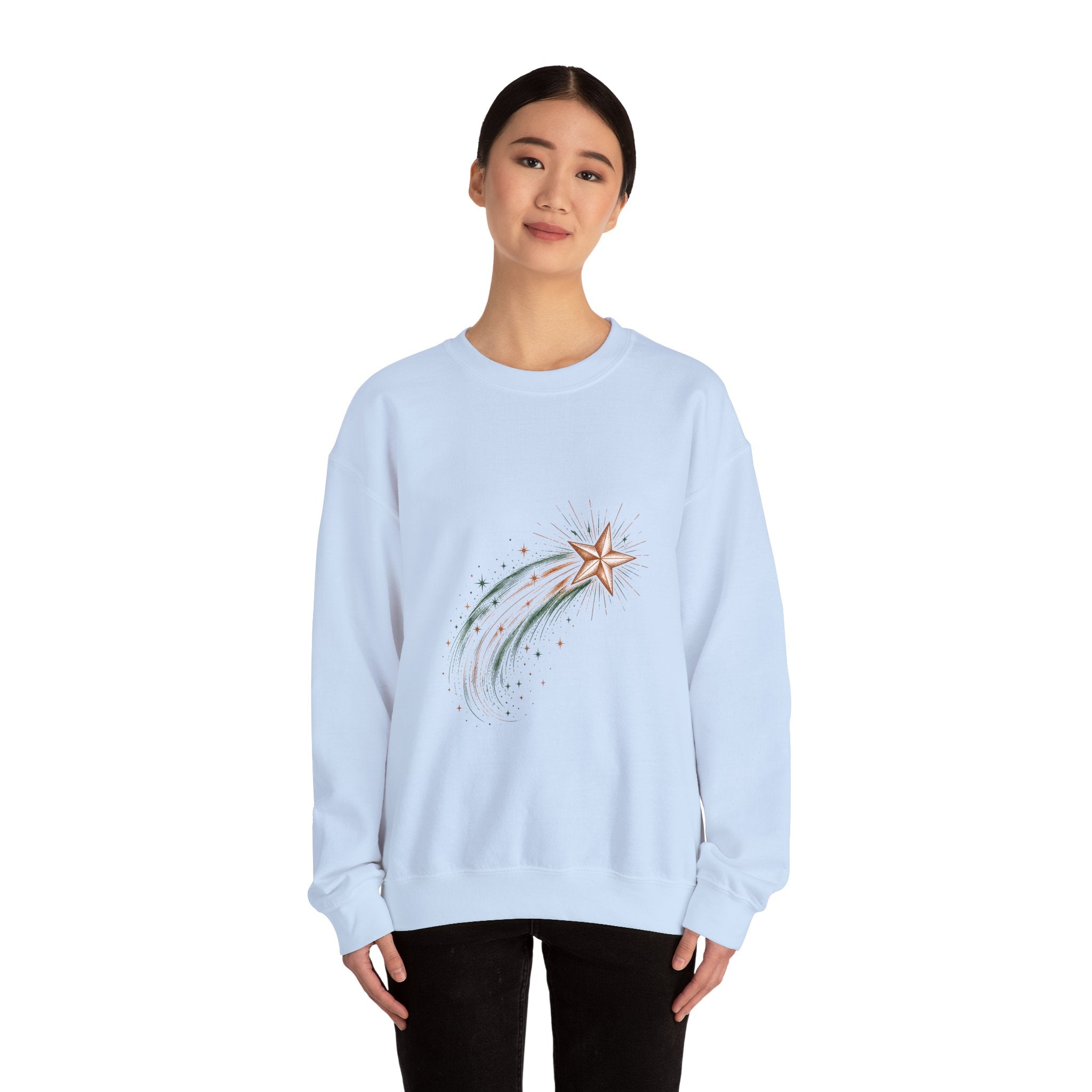 Matching Couple Sweatshirt - Shooting Star & North Star Matching Couple Comfort Colors Crew Hand-Drawn Art His Hers Anniversary Gift - Design A