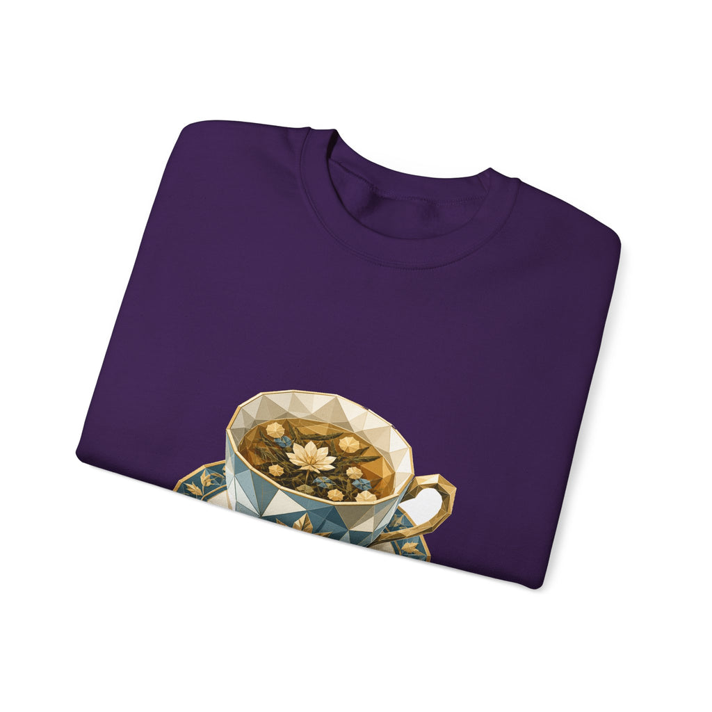 Matching Couple Sweatshirt - Coffee & Tea Matching Couple Premium Fleece Sweatshirt Geometric Art His Hers Love Gift - Design B