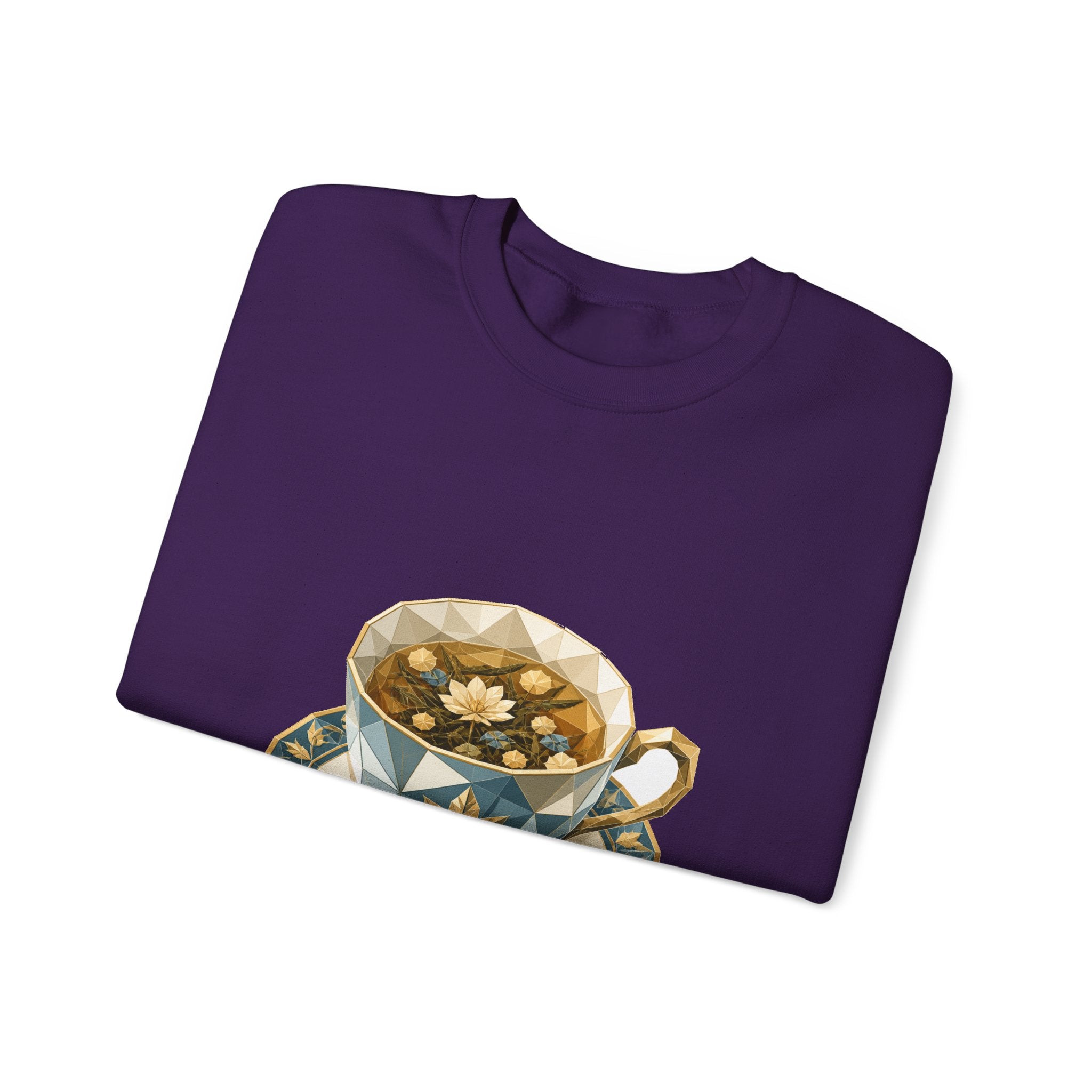 Matching Couple Sweatshirt - Coffee & Tea Matching Couple Premium Fleece Sweatshirt Geometric Art His Hers Love Gift - Design B