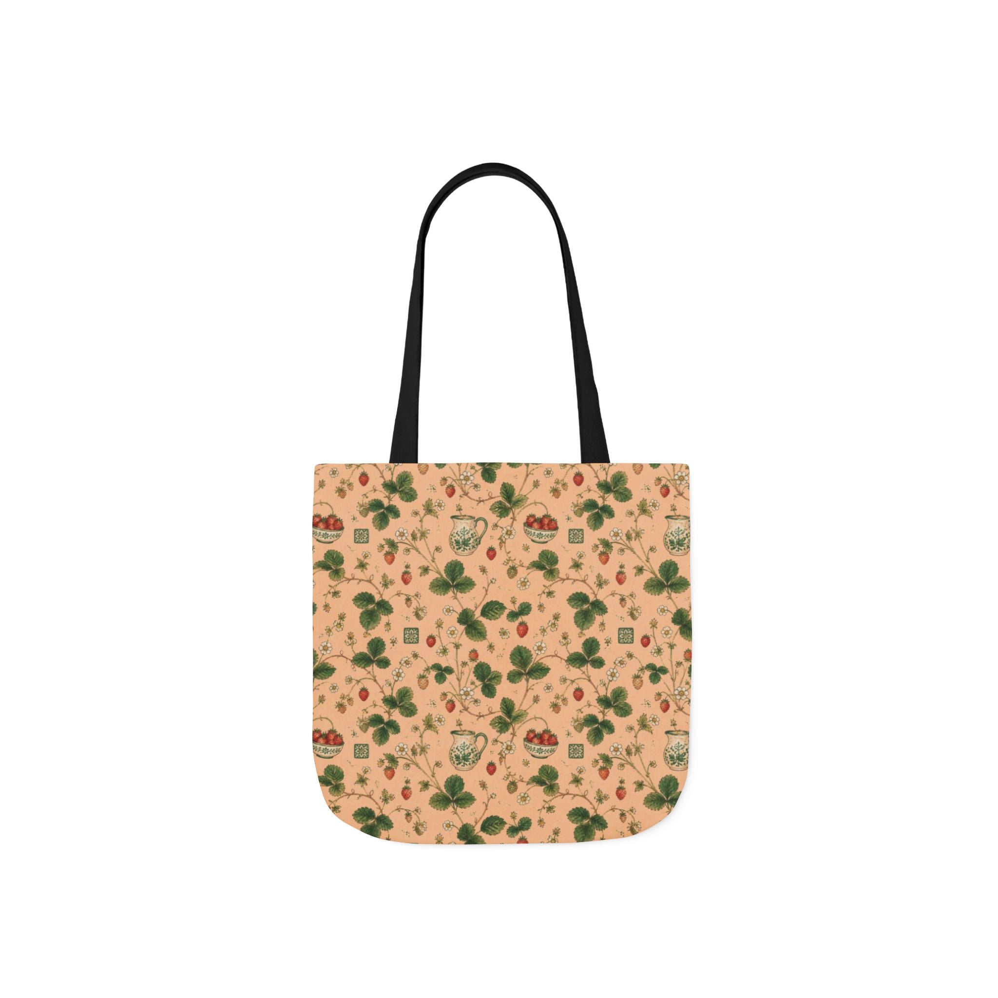 Wild Strawberries Canvas Tote Bag Mediterranean Kitchen Watercolor Design Italian Cottagecore Gift