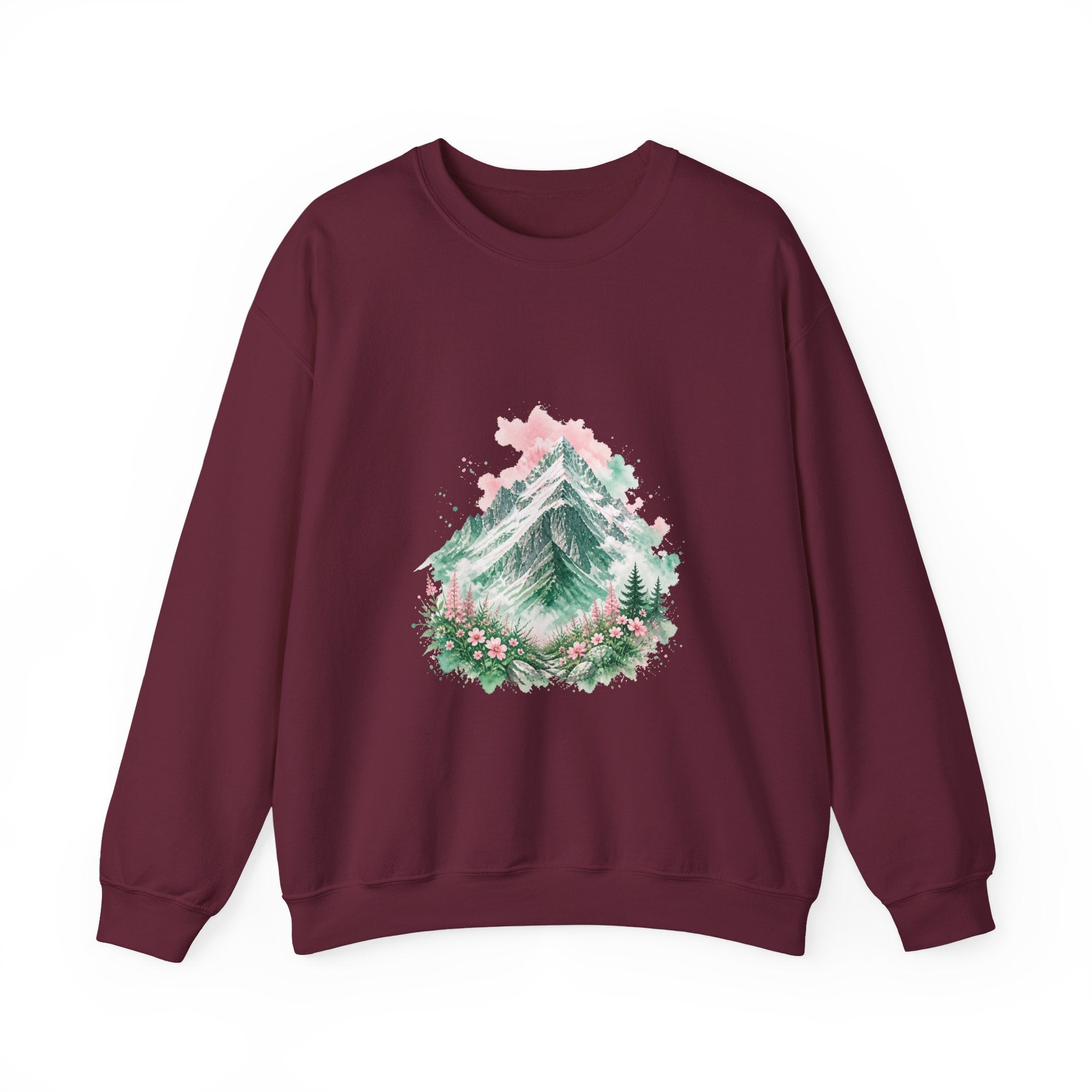 Matching Couple Sweatshirt - Mountain & Ocean Matching Couple Comfort Colors Crew Watercolor Art His Hers Birthday Gift - Design A