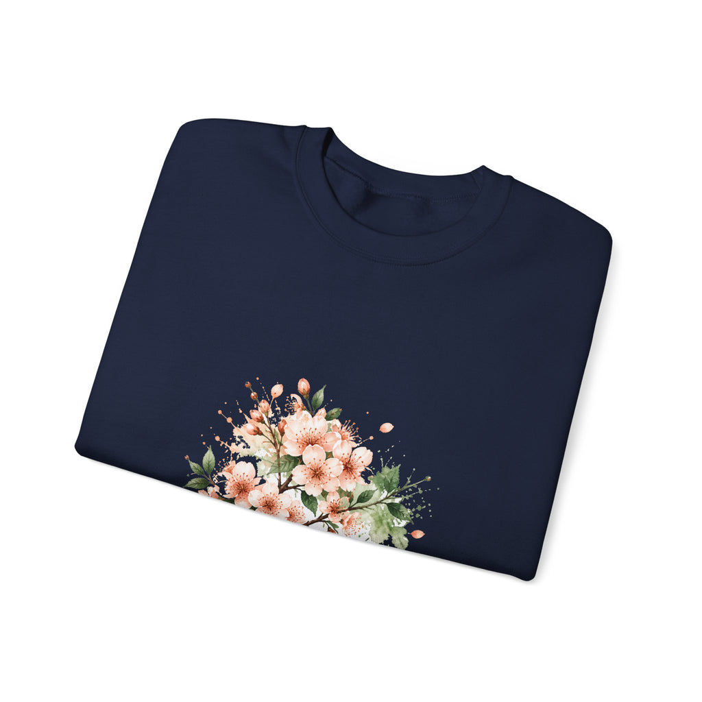 Matching Couple Sweatshirt - Cherry Blossom & Maple Leaf Matching Couple Comfort Colors Crew Watercolor Art His Hers Birthday Gift - Design A