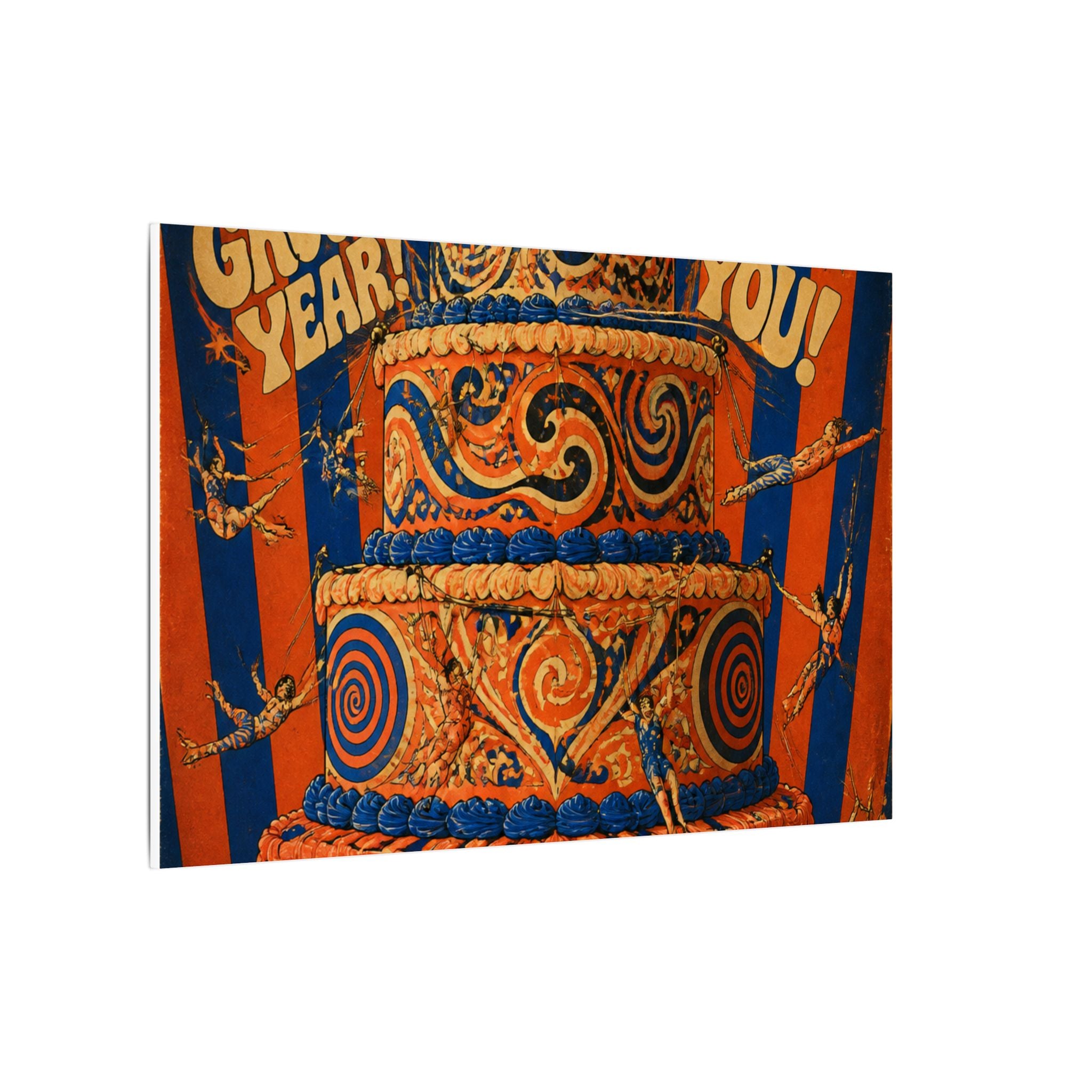 Birthday Cake Trapeze Wall Art Canvas 24×36 Psychedelic Dining Room Decor Maximalist Print