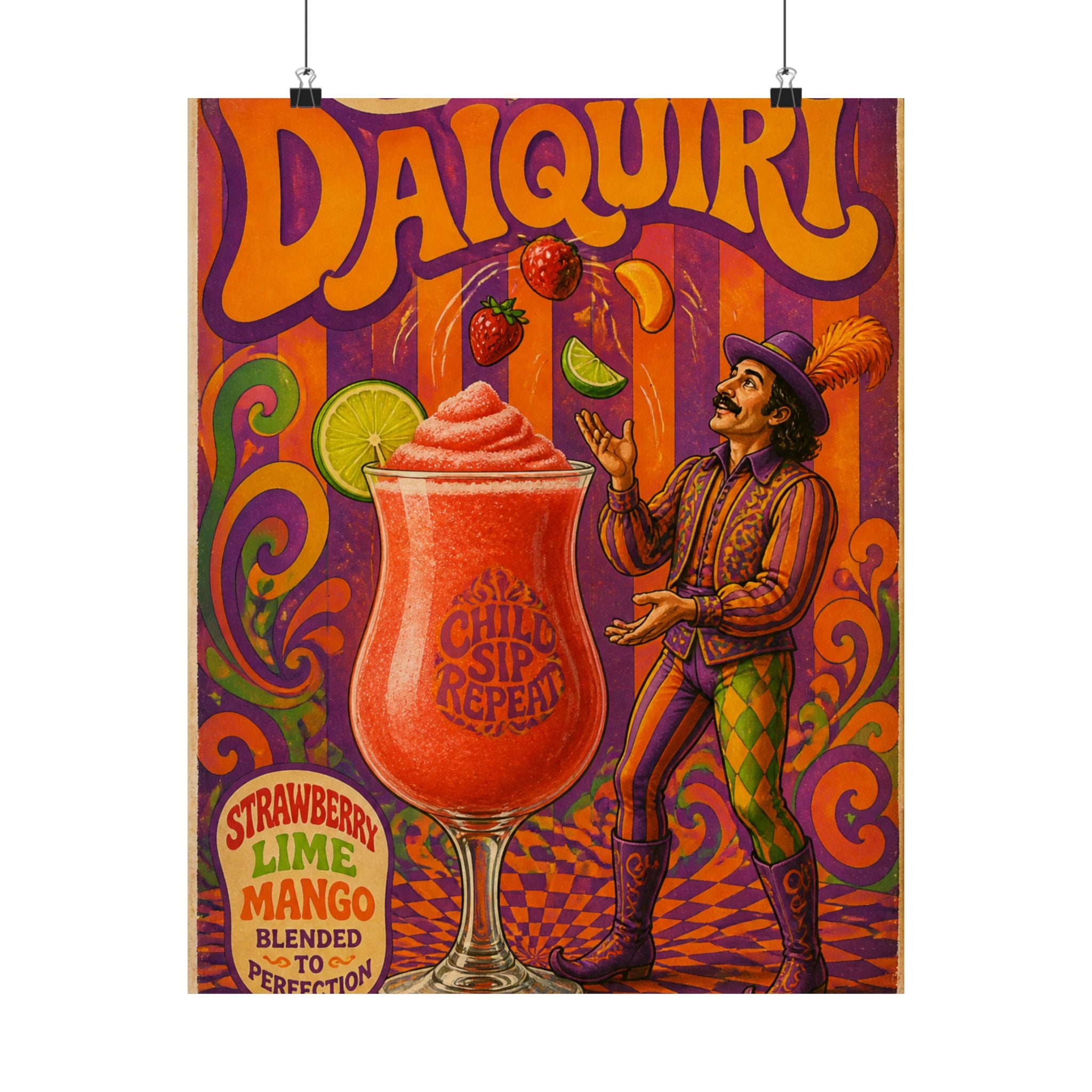 Daiquiri Fruit Juggler Wall Art Poster 24×36 Psychedelic Dining Room Decor Maximalist Print