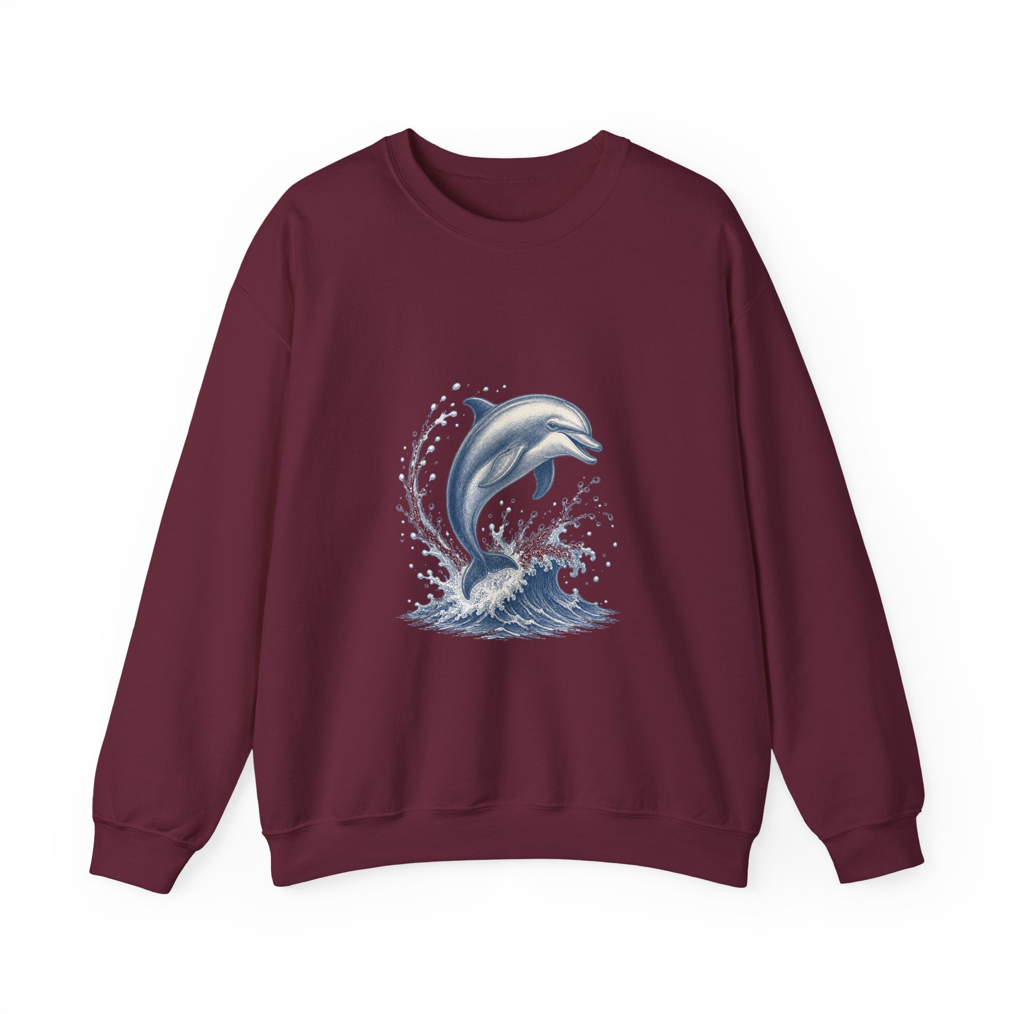 Matching Couple Sweatshirt - Shark & Dolphin Matching Couple Premium Fleece Sweatshirt Vintage Art His Hers Honeymoon Gift - Design B
