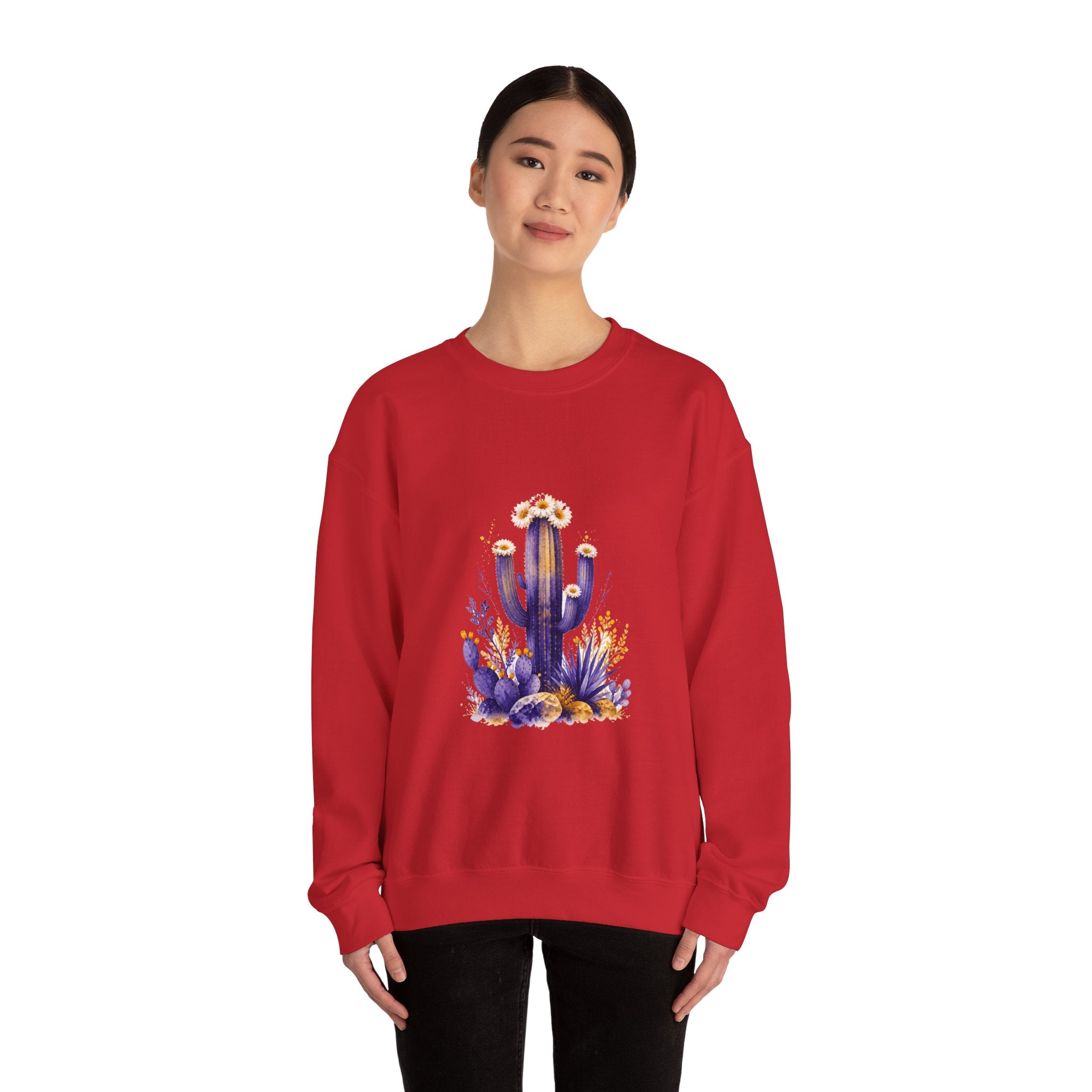 Matching Couple Sweatshirt - Desert & Rainforest Matching Couple Crewneck Sweatshirt Watercolor Art His Hers Engagement Gift - Design A