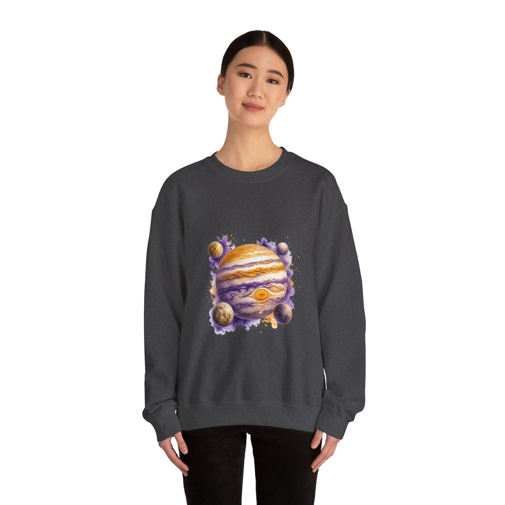 Matching Couple Sweatshirt - Saturn & Jupiter Matching Couple Comfort Colors Crew Watercolor Art His Hers Birthday Gift - Design B