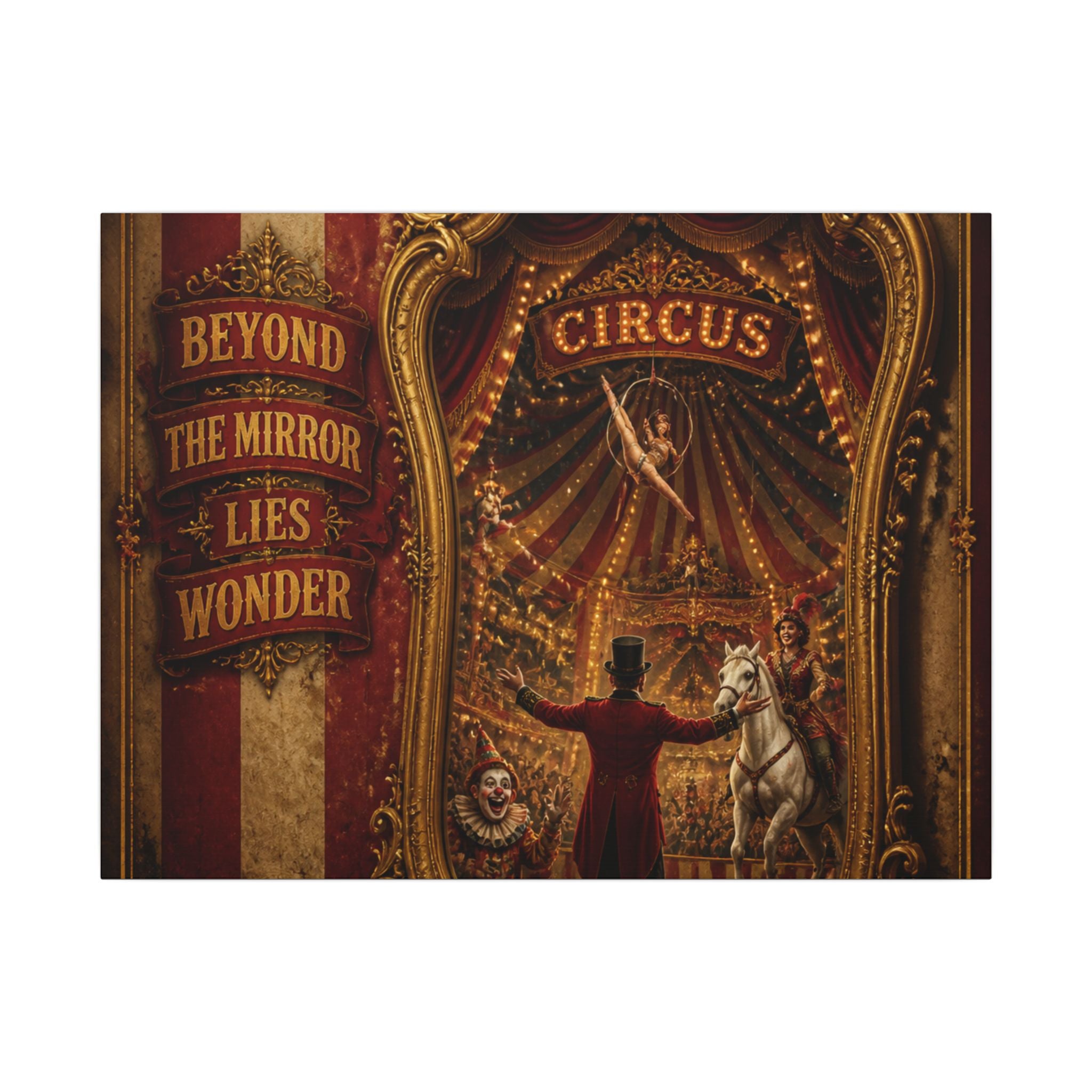 Vintage Mirror Circus Wall Art Canvas 16×20 Baroque Home Office Decor Maximalist Print