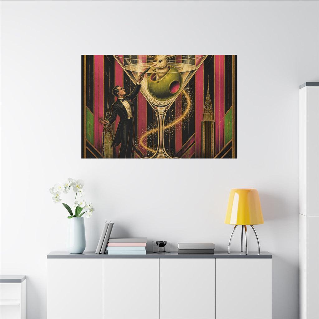 Martini Magician Wall Art Canvas 24×36 Art Deco Bar Area Decor Maximalist Print