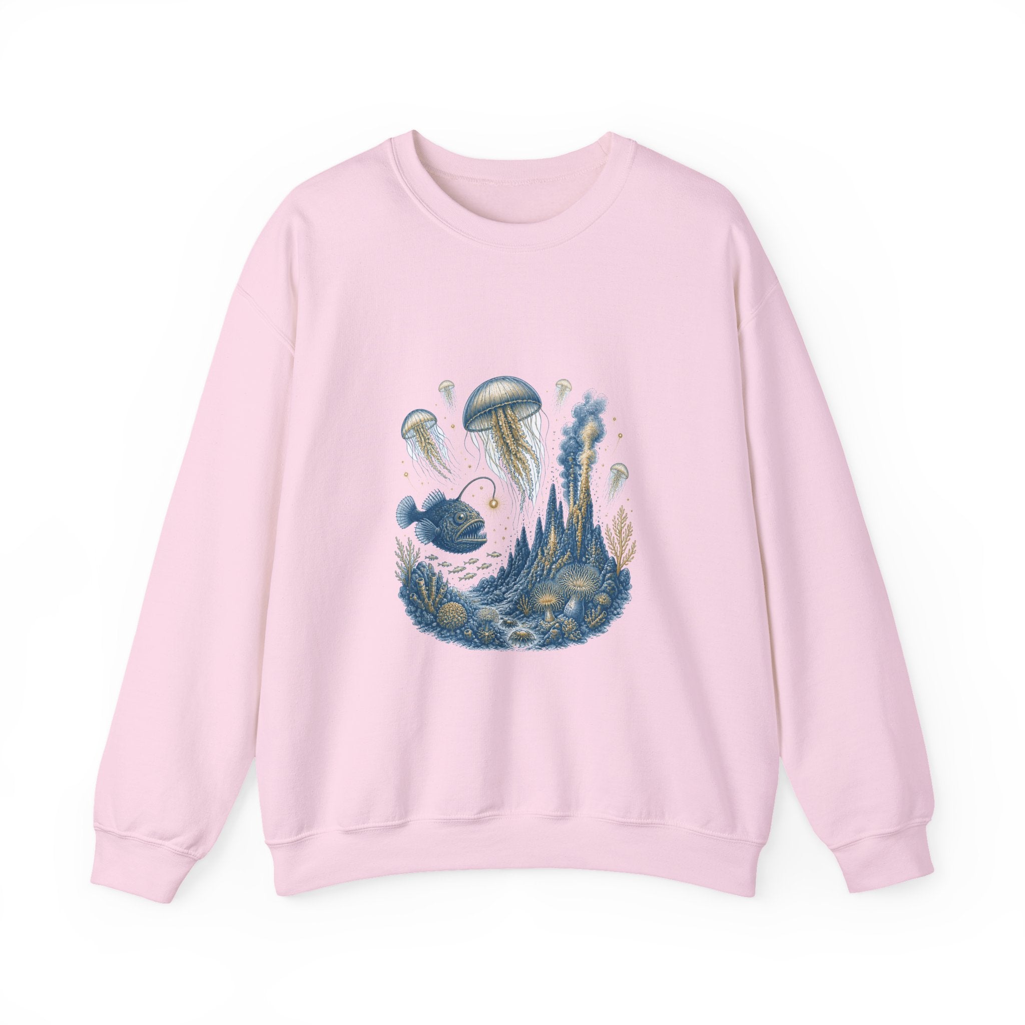 Matching Couple Sweatshirt - Coral Reef & Deep Sea Matching Couple Crewneck Sweatshirt Vintage Art His Hers Wedding Gift - Design B