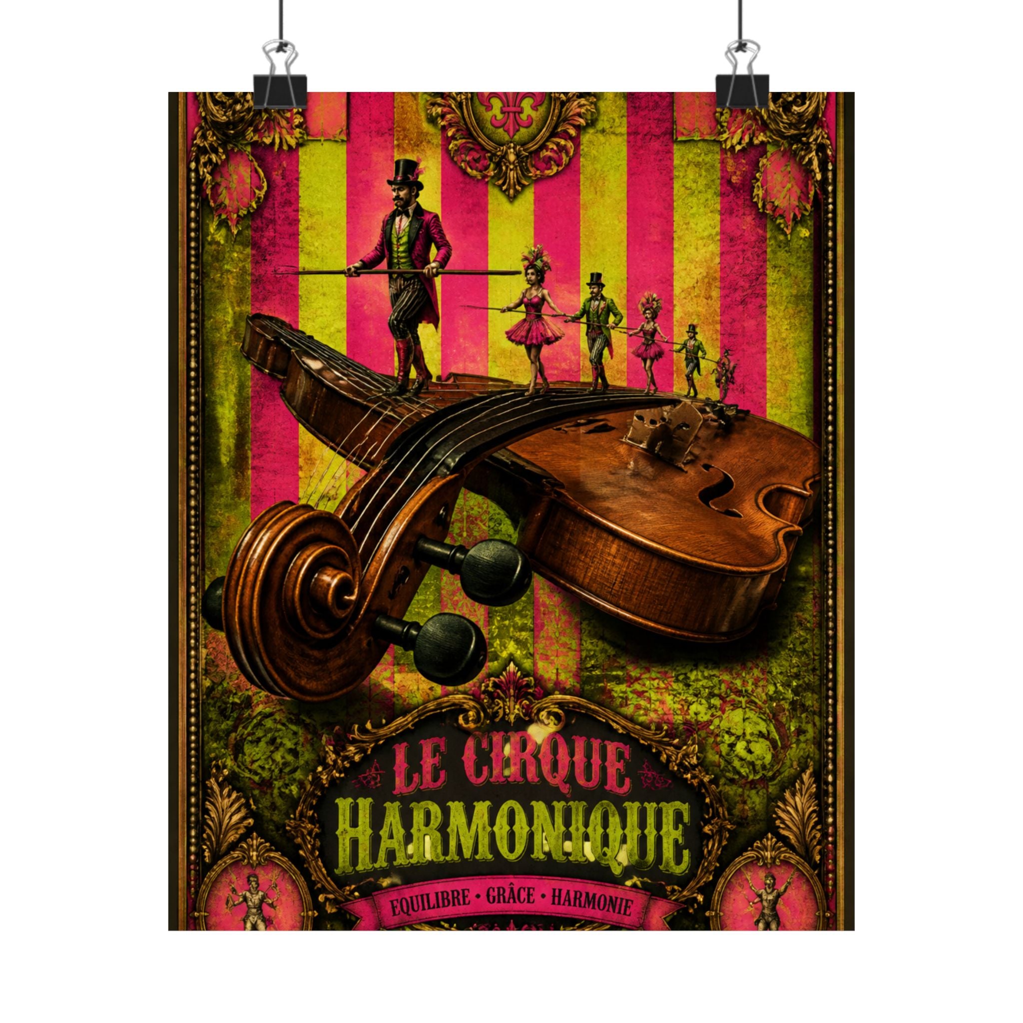 Violin Tightrope Bridge Wall Art Poster 24×36 Baroque Studio Decor Maximalist Print
