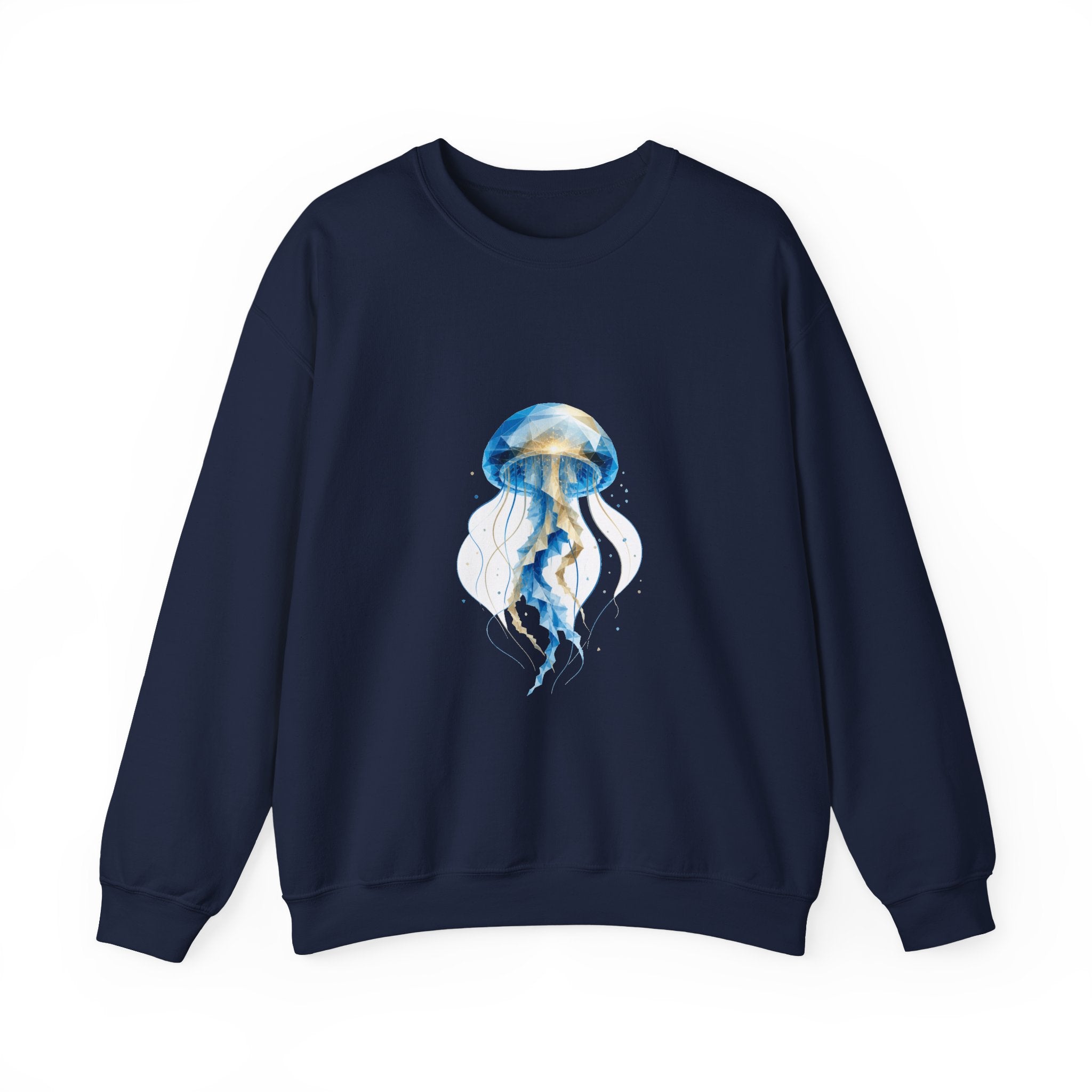 Matching Couple Sweatshirt - Octopus & Jellyfish Matching Couple Premium Fleece Sweatshirt Geometric Art His Hers Love Gift - Design B
