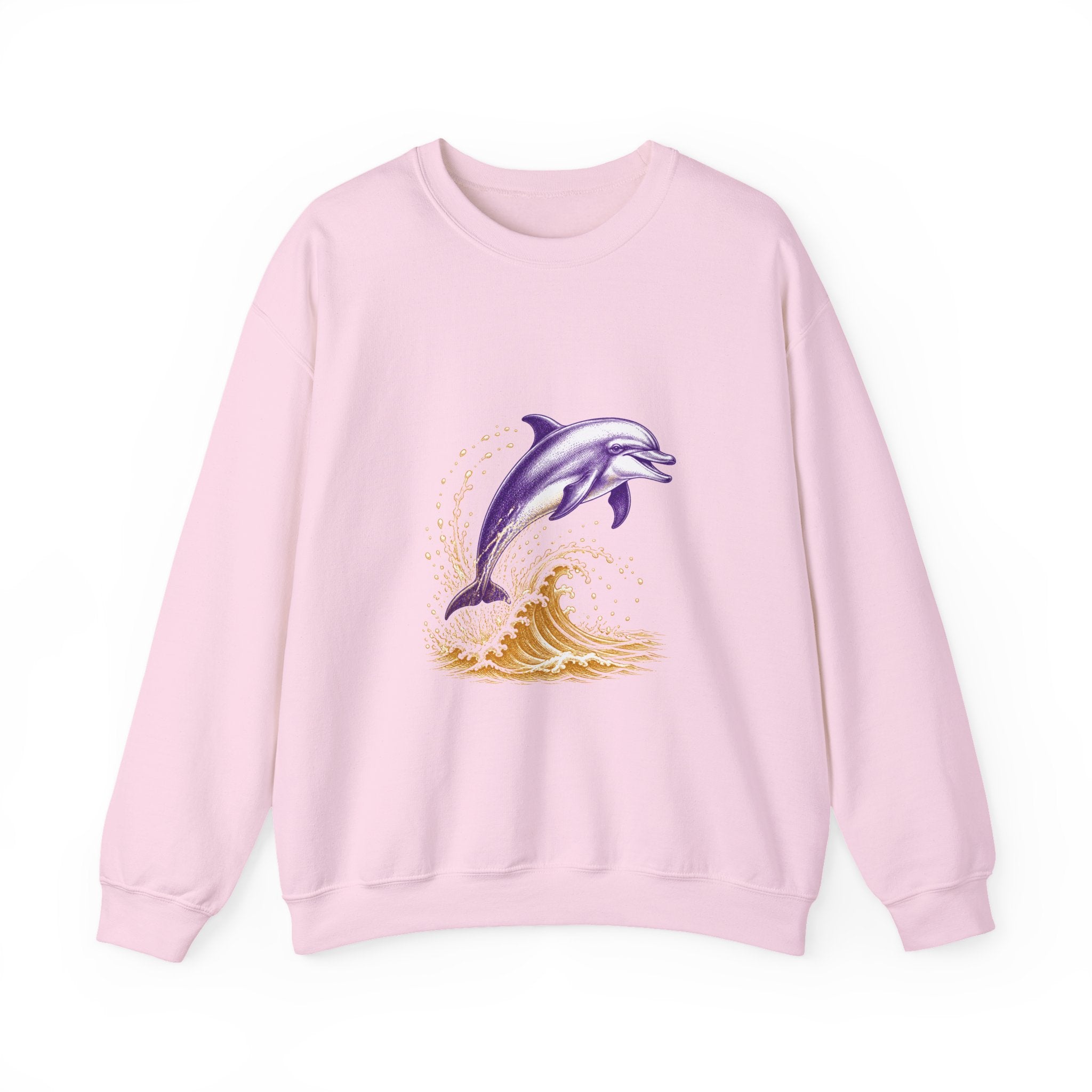 Matching Couple Sweatshirt - Shark & Dolphin Matching Couple Crewneck Sweatshirt Vintage Art His Hers Wedding Gift - Design B