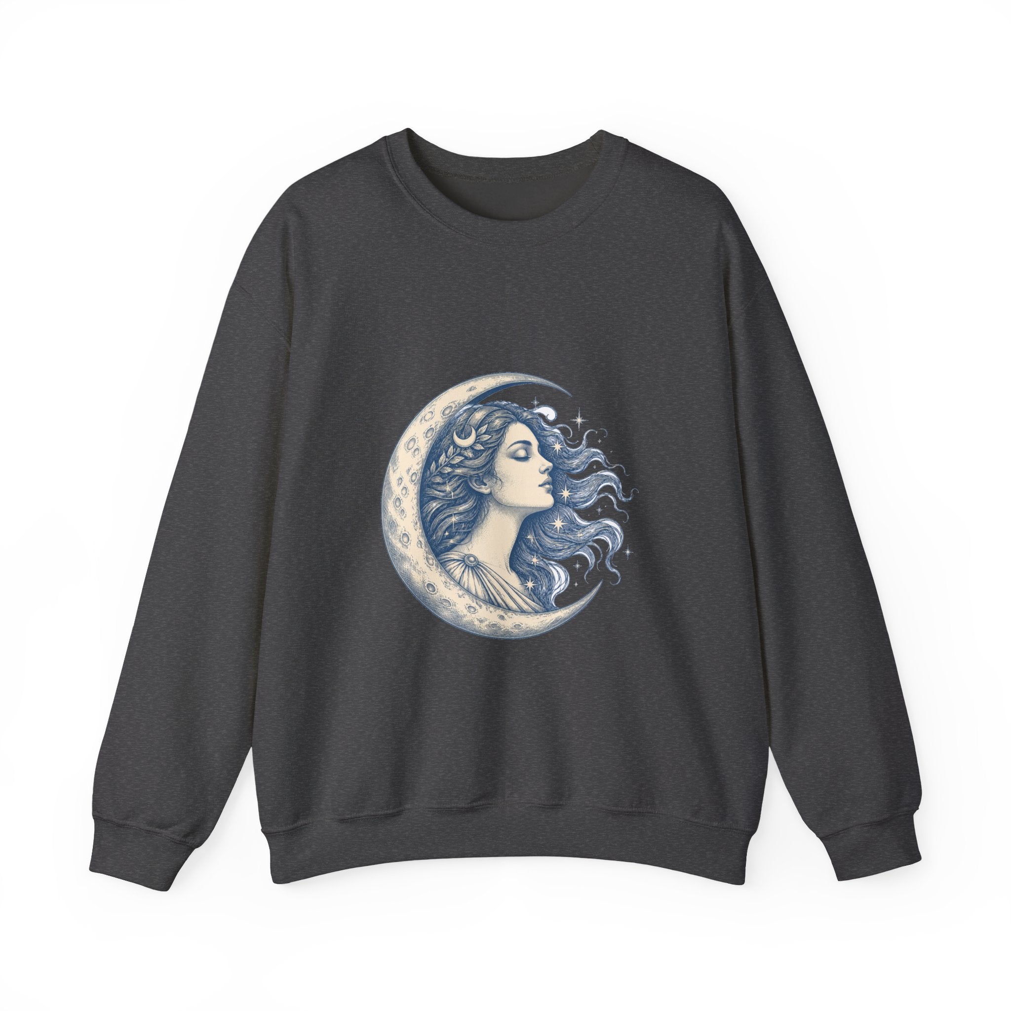 Matching Couple Sweatshirt - Helios & Selene Matching Couple Premium Fleece Sweatshirt Hand-Drawn Art His Hers Anniversary Gift - Design B