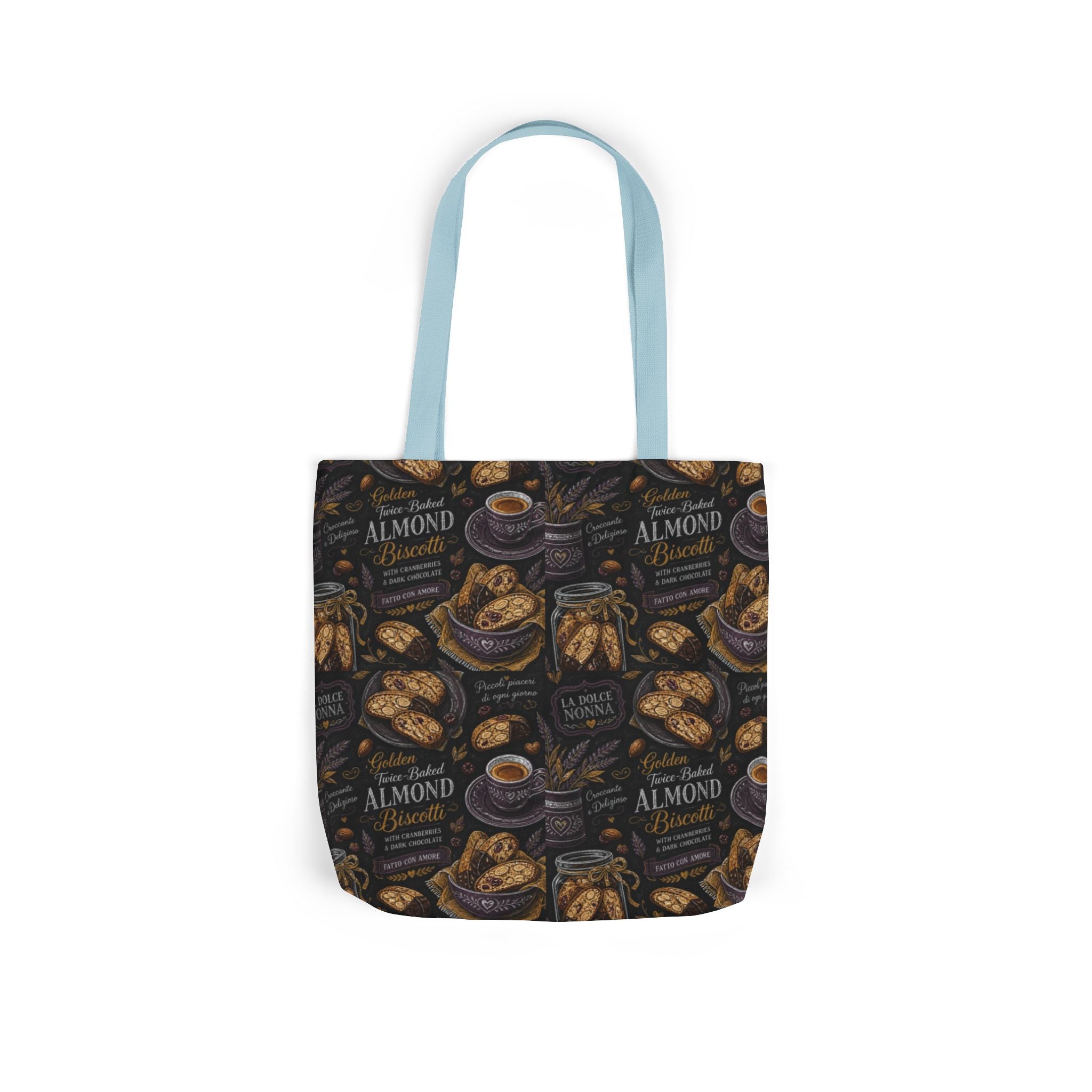 Almond Biscotti Canvas Tote Bag Mediterranean Kitchen Chalk Art Design Italian Cottagecore Gift
