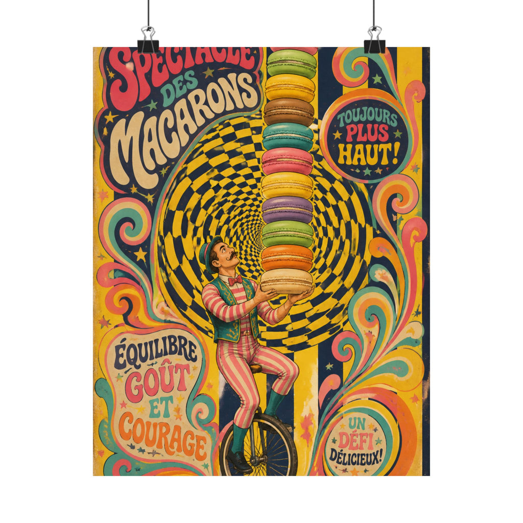 Macaron Balancing Tower Wall Art Poster 24×36 Psychedelic Dining Room Decor Maximalist Print