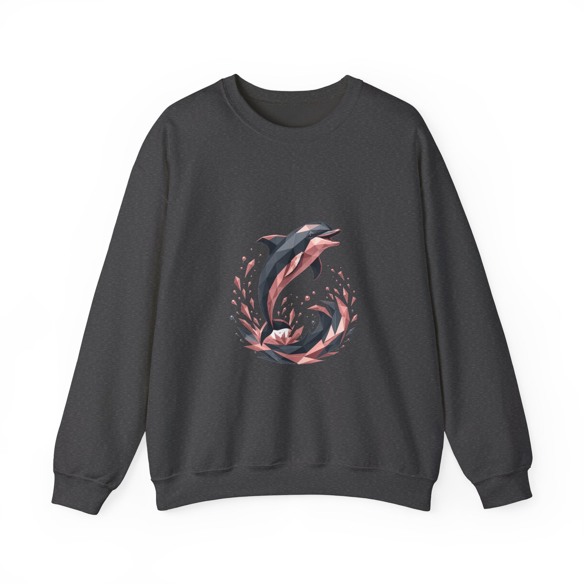 Matching Couple Sweatshirt - Shark & Dolphin Matching Couple Premium Fleece Sweatshirt Geometric Art His Hers Love Gift - Design B
