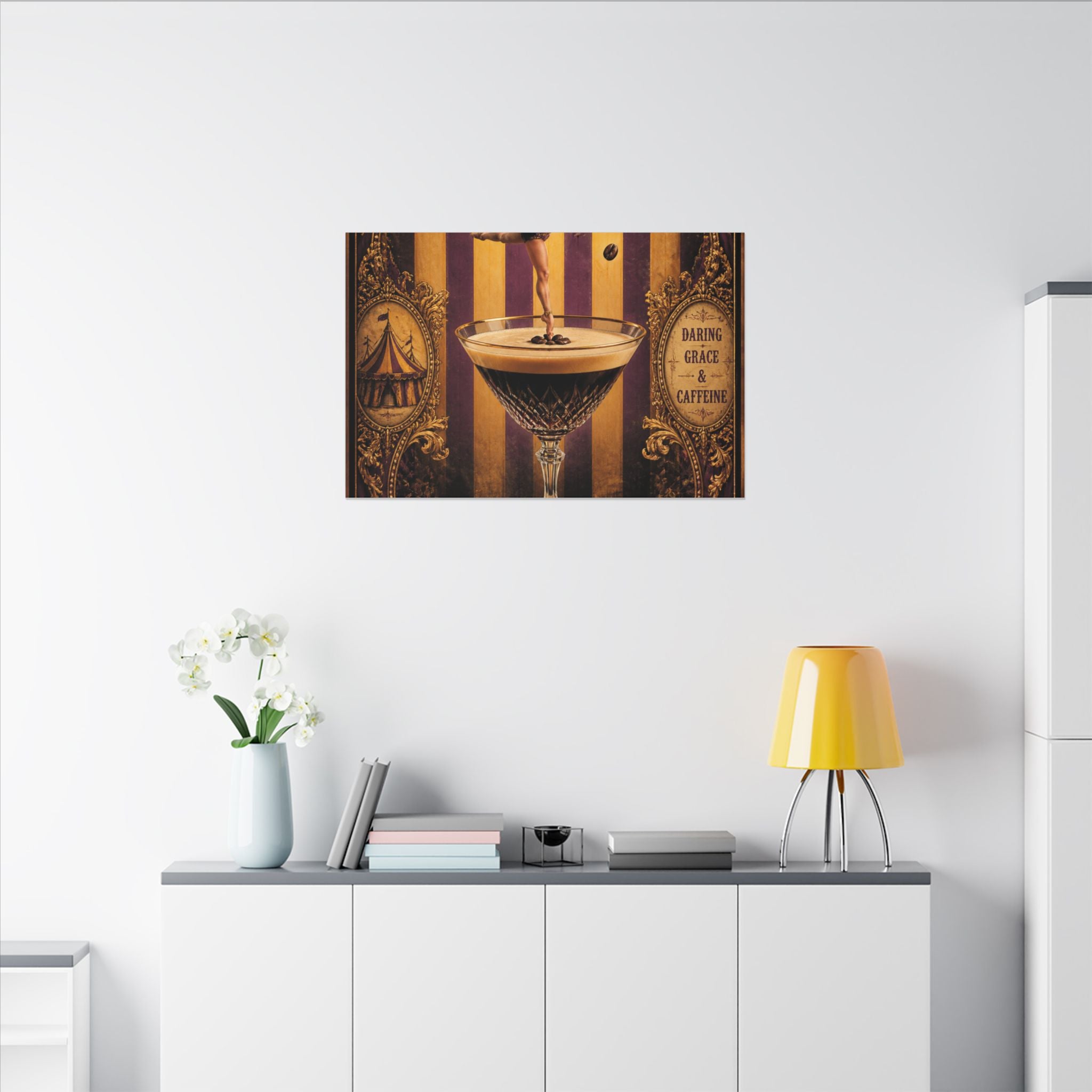 Espresso Martini Acrobat Wall Art Canvas 16×20 Baroque Home Office Decor Maximalist Print