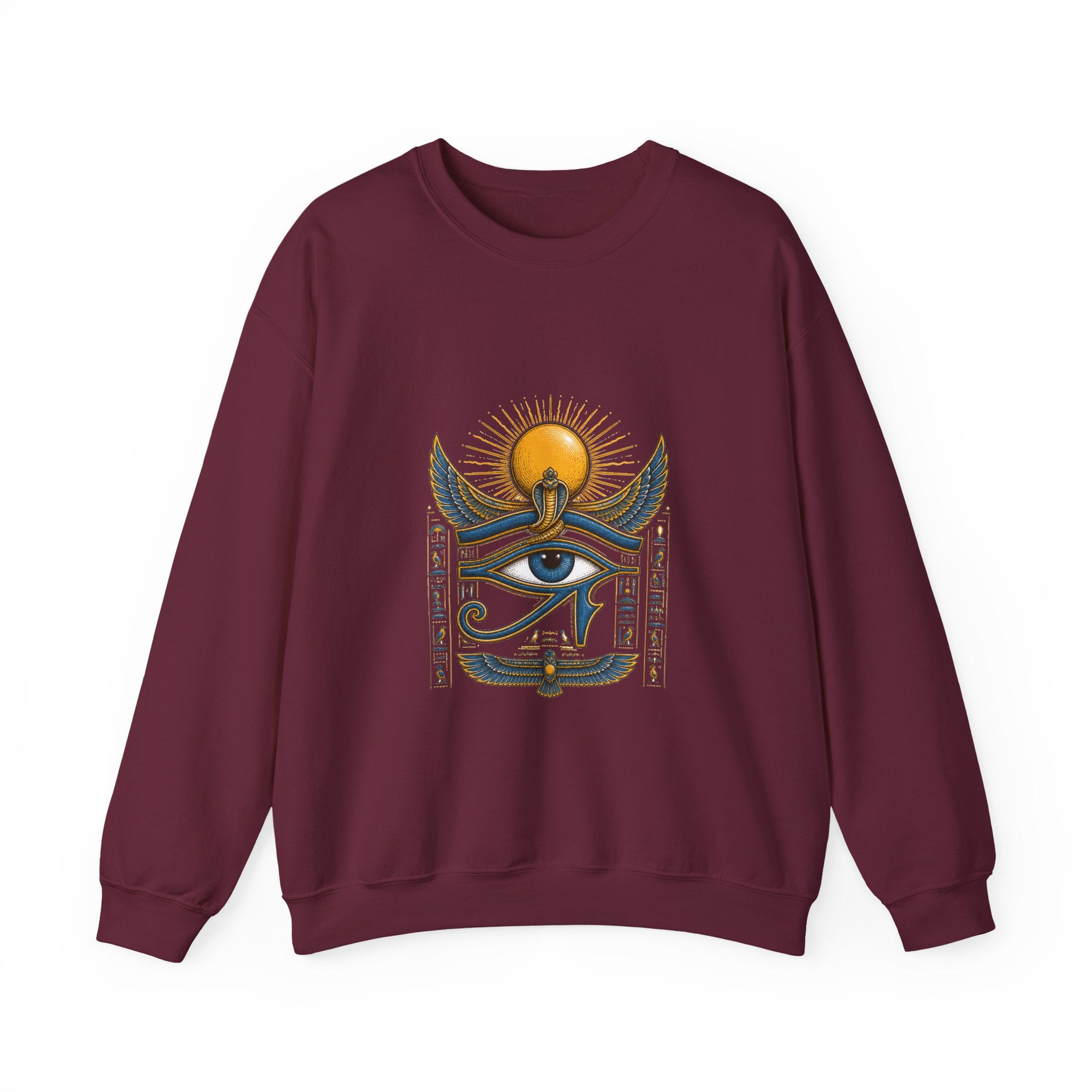 Matching Couple Sweatshirt - Eye of Ra & Horus Matching Couple Premium Fleece Sweatshirt Hand-Drawn Art His Hers Anniversary Gift - Design A