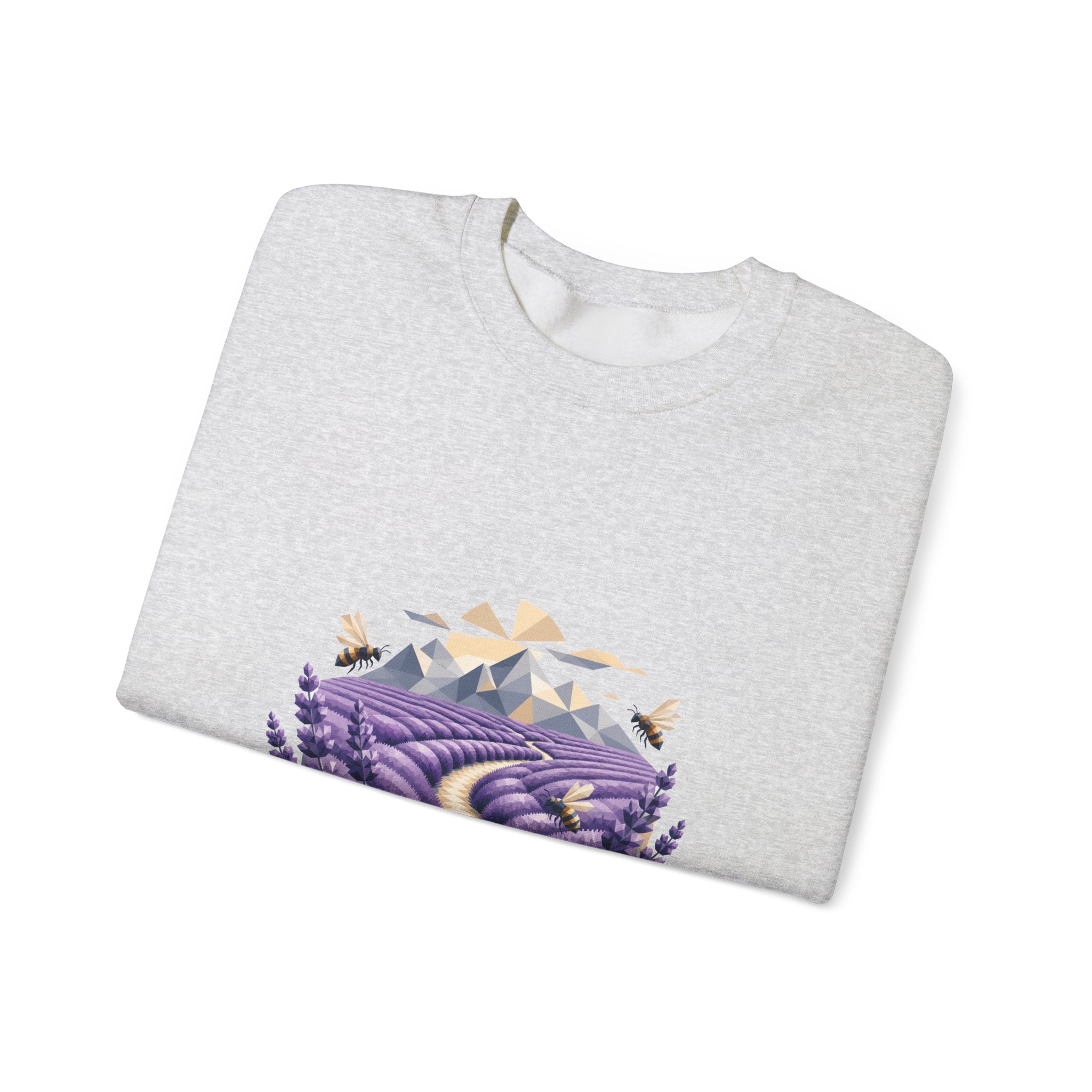 Matching Couple Sweatshirt - Lavender Fields & Canyon Matching Couple Crewneck Sweatshirt Geometric Art His Hers Couple Gift - Design A