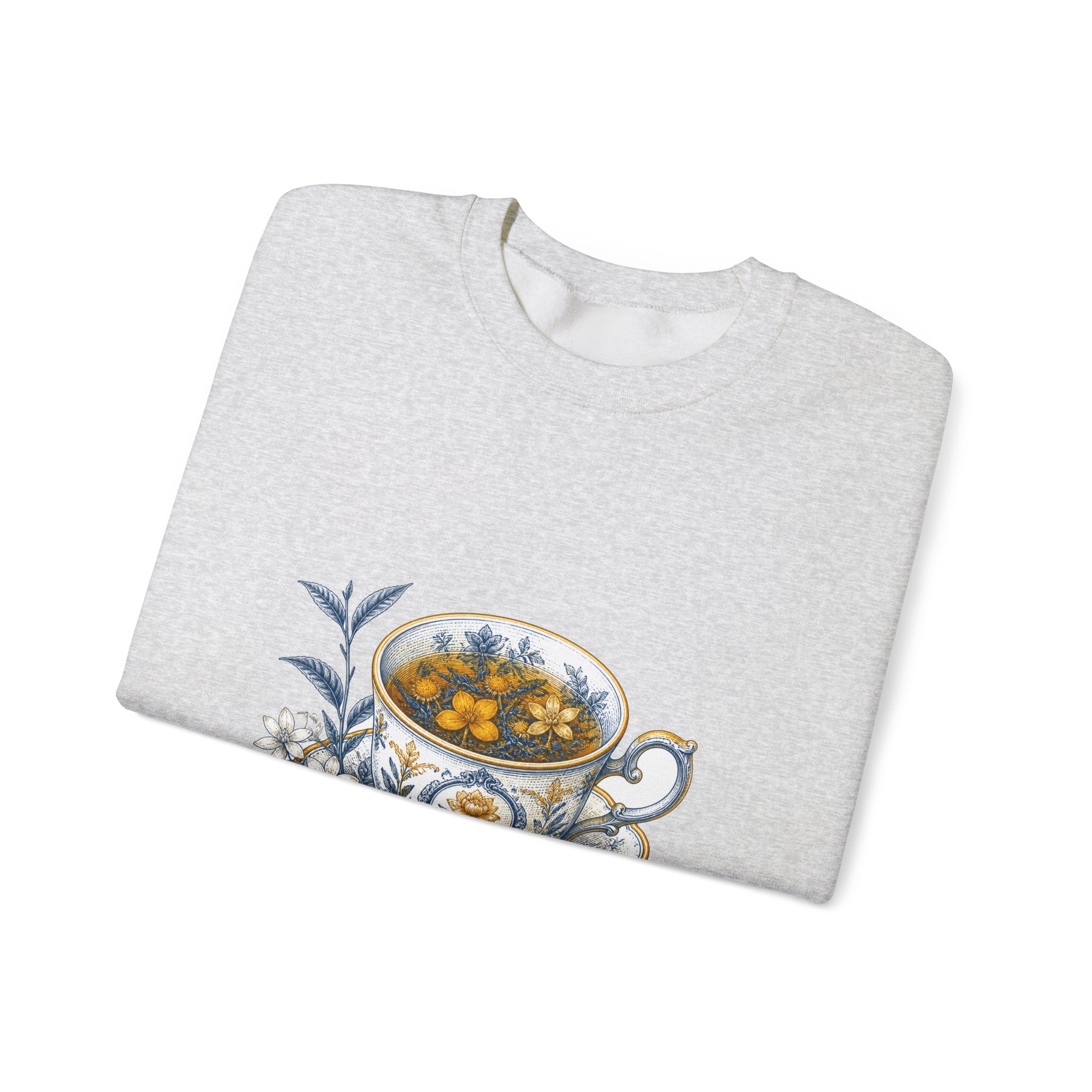 Matching Couple Sweatshirt - Coffee & Tea Matching Couple Crewneck Sweatshirt Vintage Art His Hers Wedding Gift - Design B