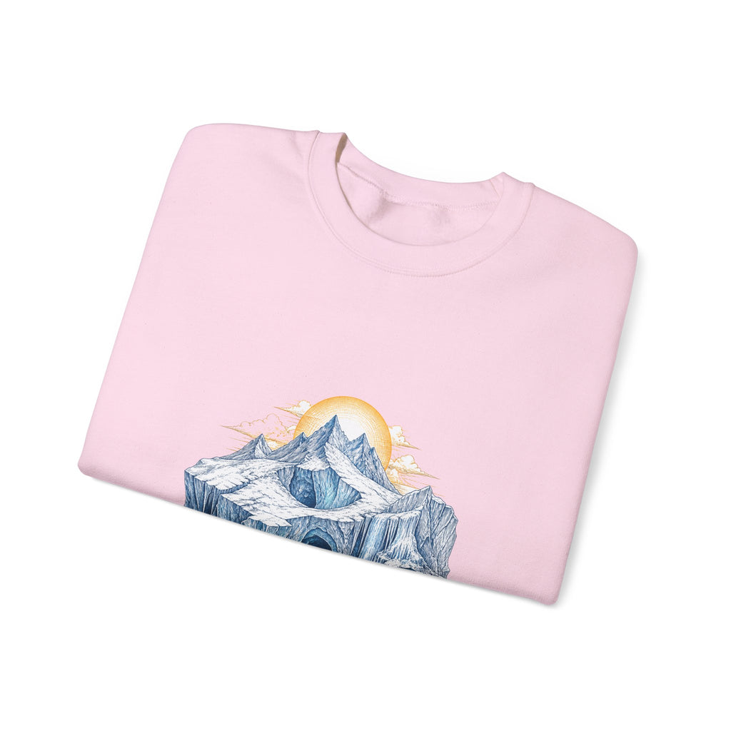 Matching Couple Sweatshirt - Volcano & Glacier Matching Couple Crewneck Sweatshirt Hand-Drawn Art His Hers Best Friend Gift - Design B