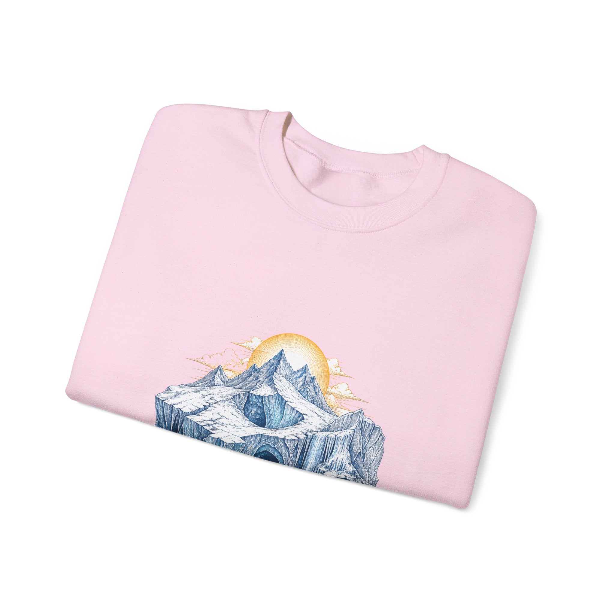 Matching Couple Sweatshirt - Volcano & Glacier Matching Couple Crewneck Sweatshirt Hand-Drawn Art His Hers Best Friend Gift - Design B