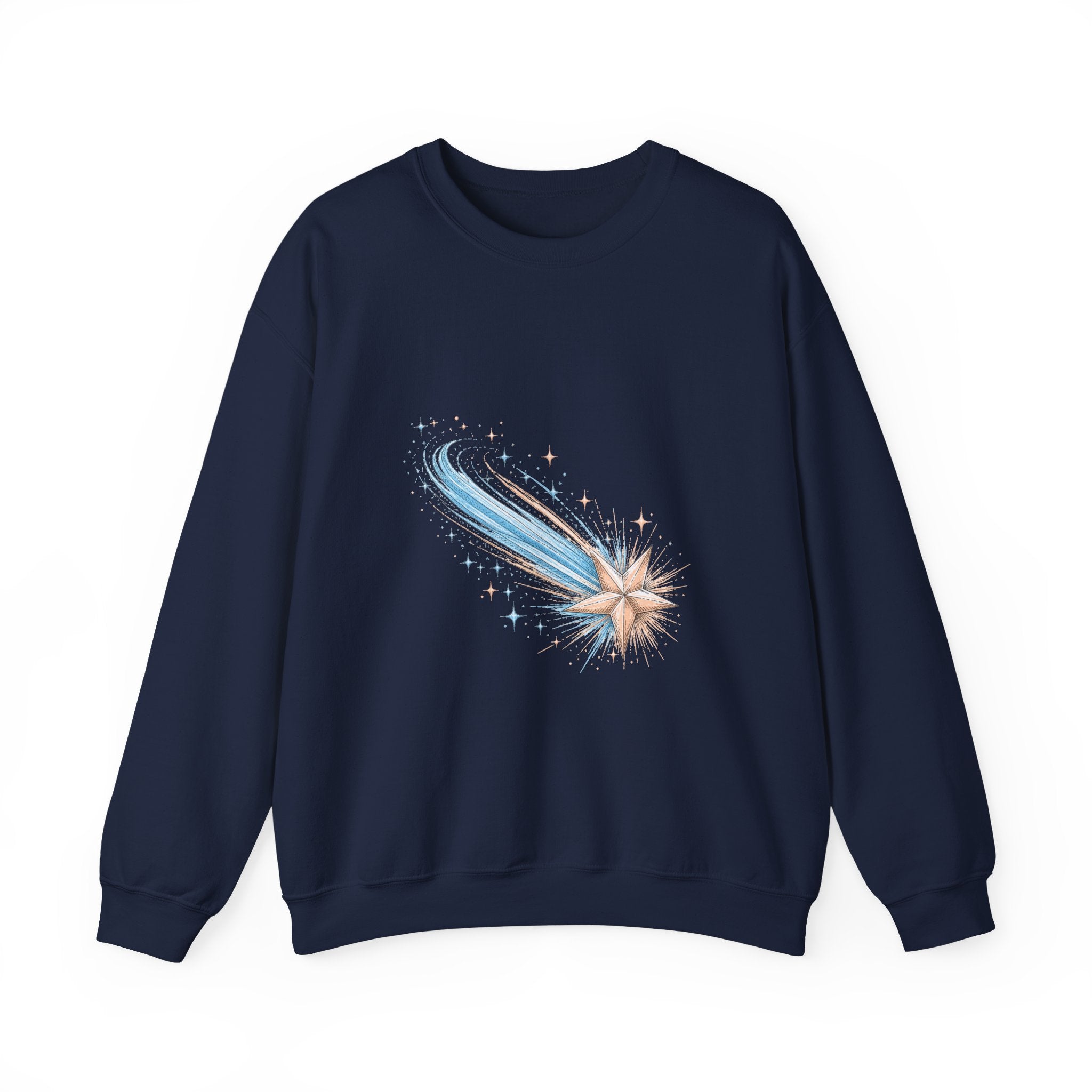 Matching Couple Sweatshirt - Shooting Star & North Star Matching Couple Premium Fleece Sweatshirt Hand-Drawn Art His Hers Anniversary Gift - Design A