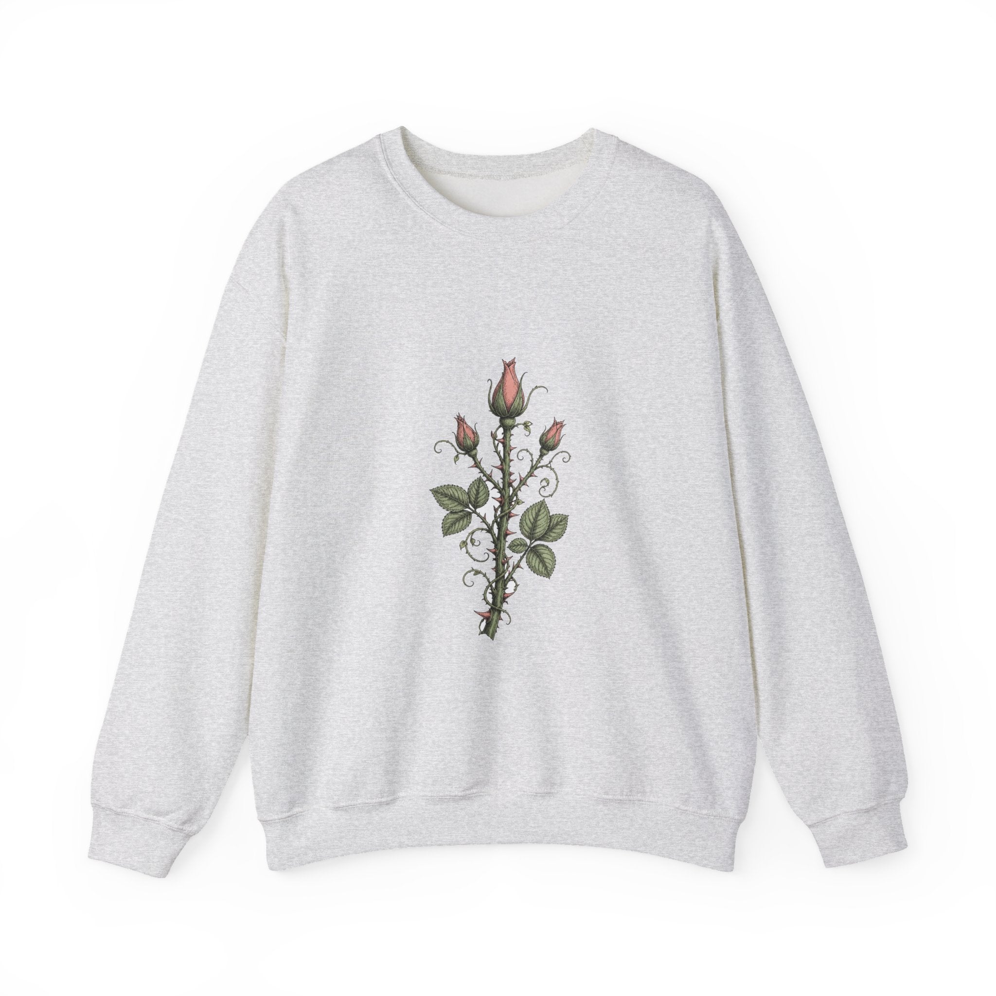 Matching Couple Sweatshirt - Rose & Thorn Matching Couple Comfort Colors Crew Hand-Drawn Art His Hers Anniversary Gift - Design B
