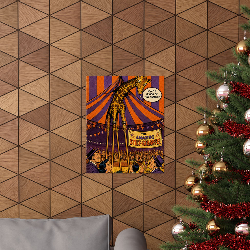 Giraffe on Stilts Wall Art Poster 18×24 Pop Art Living Room Decor Maximalist Print
