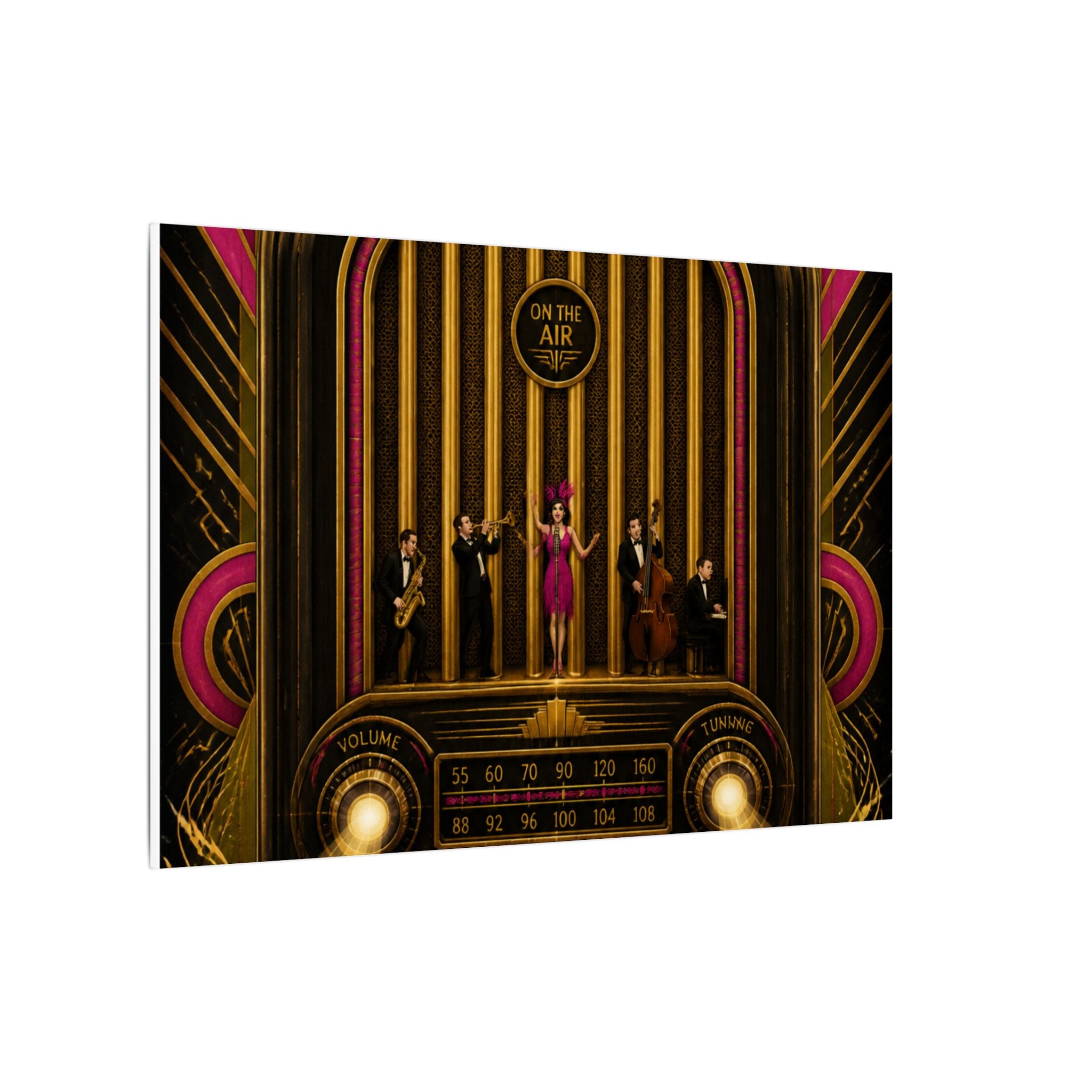 Vintage Radio Stage Wall Art Canvas 24×36 Art Deco Bar Area Decor Maximalist Print