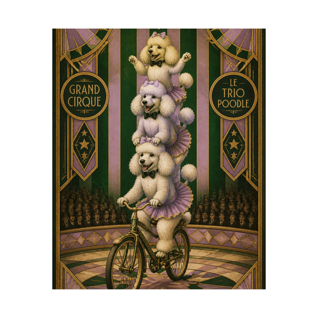 Poodle Stack Bicycle Wall Art Poster 24×36 Art Deco Bar Area Decor Maximalist Print