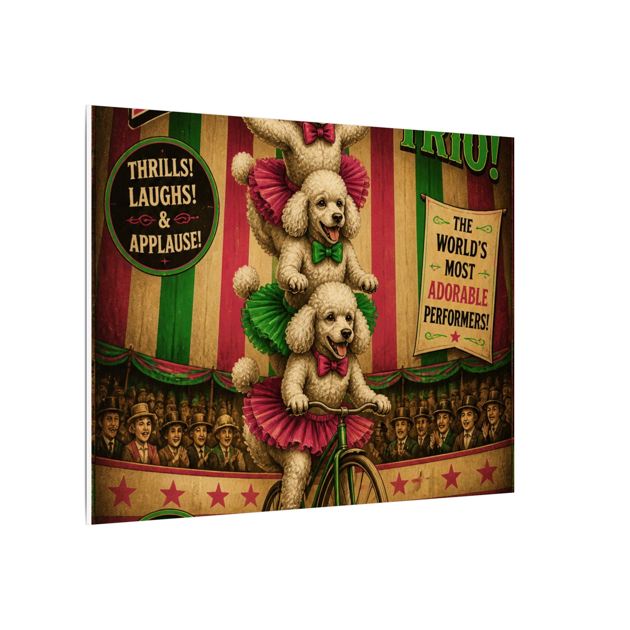 Poodle Stack Bicycle Wall Art Canvas 16×20 Vintage Circus Kitchen Decor Maximalist Print