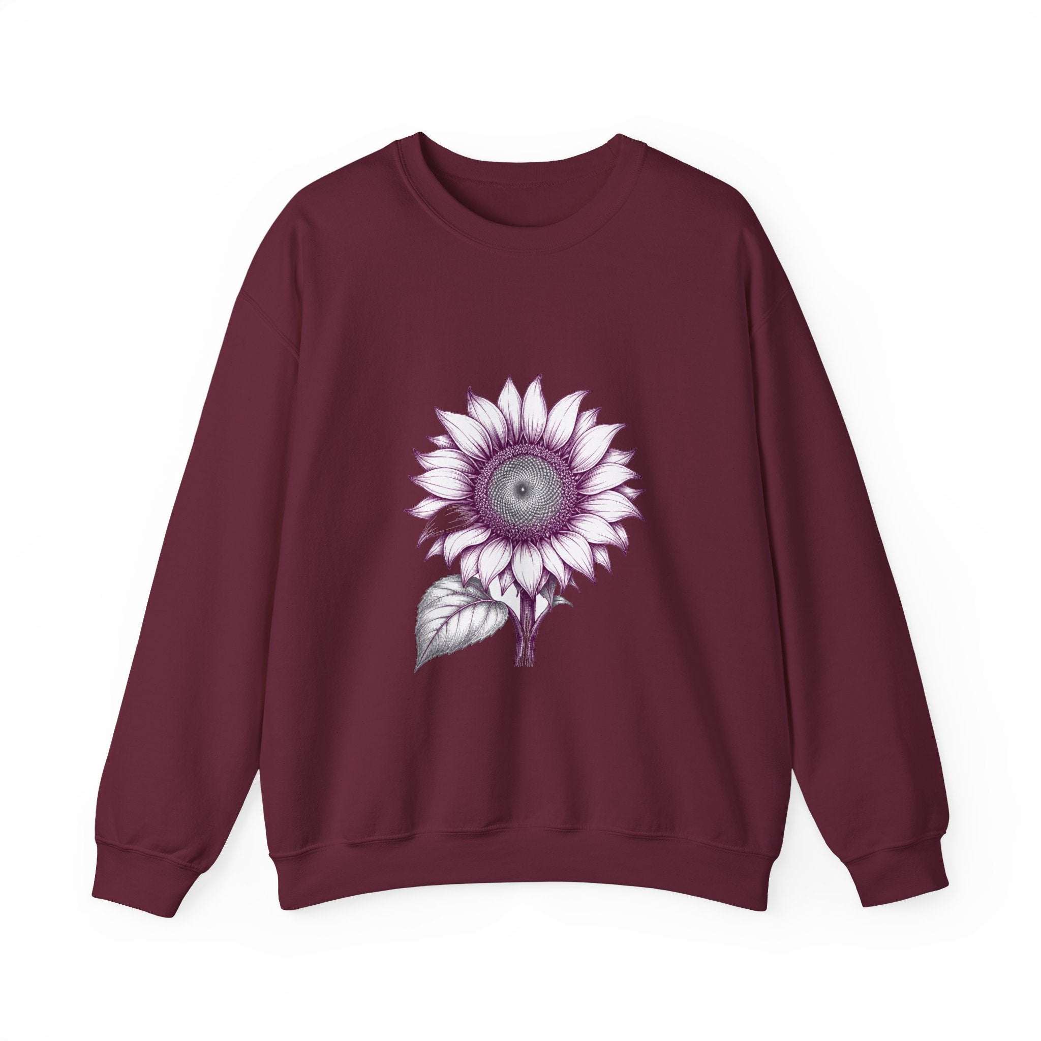 Matching Couple Sweatshirt - Sunflower & Moonflower Matching Couple Premium Fleece Sweatshirt Hand-Drawn Art His Hers Anniversary Gift - Design A