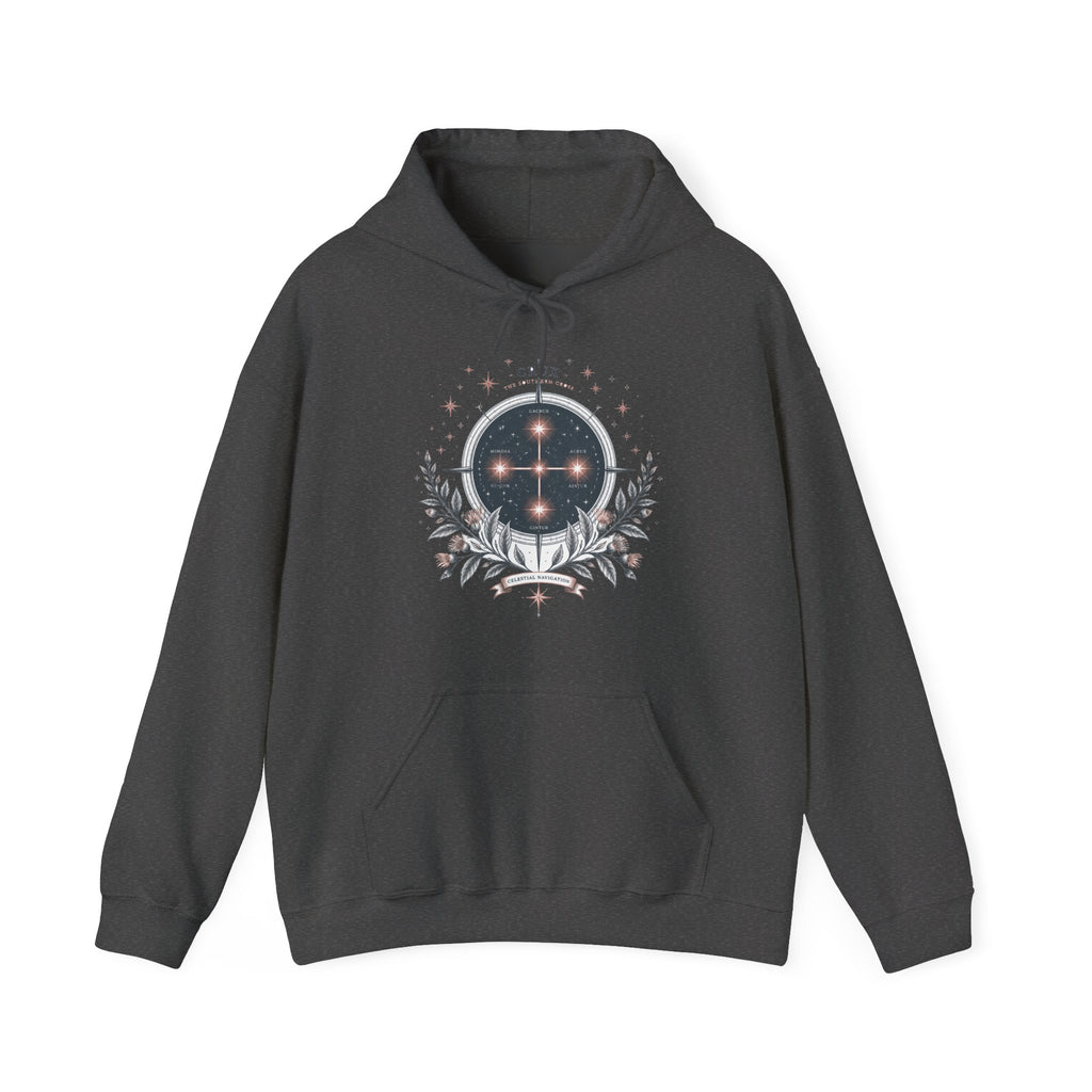 Matching Couple Sweatshirt - Aurora & Southern Cross Matching Couple Hooded Sweatshirt Vintage Art His Hers Wedding Gift - Design B
