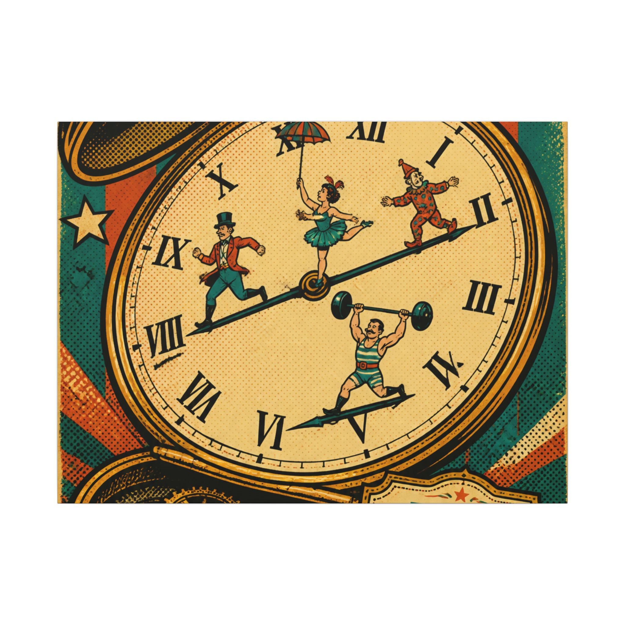 Pocket Watch Performers Wall Art Canvas 24×36 Pop Art Restaurant Decor Maximalist Print