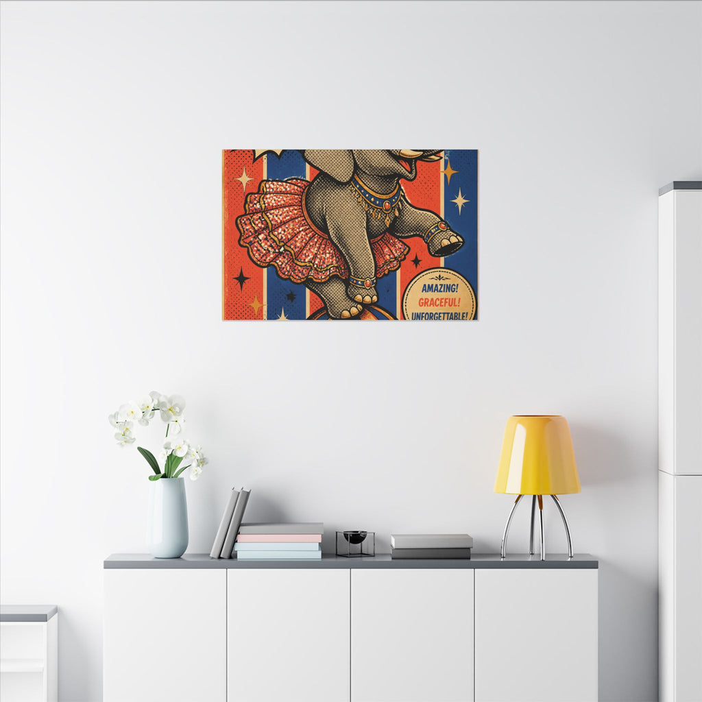 Elephant on Ball Wall Art Canvas 24×36 Pop Art Restaurant Decor Maximalist Print