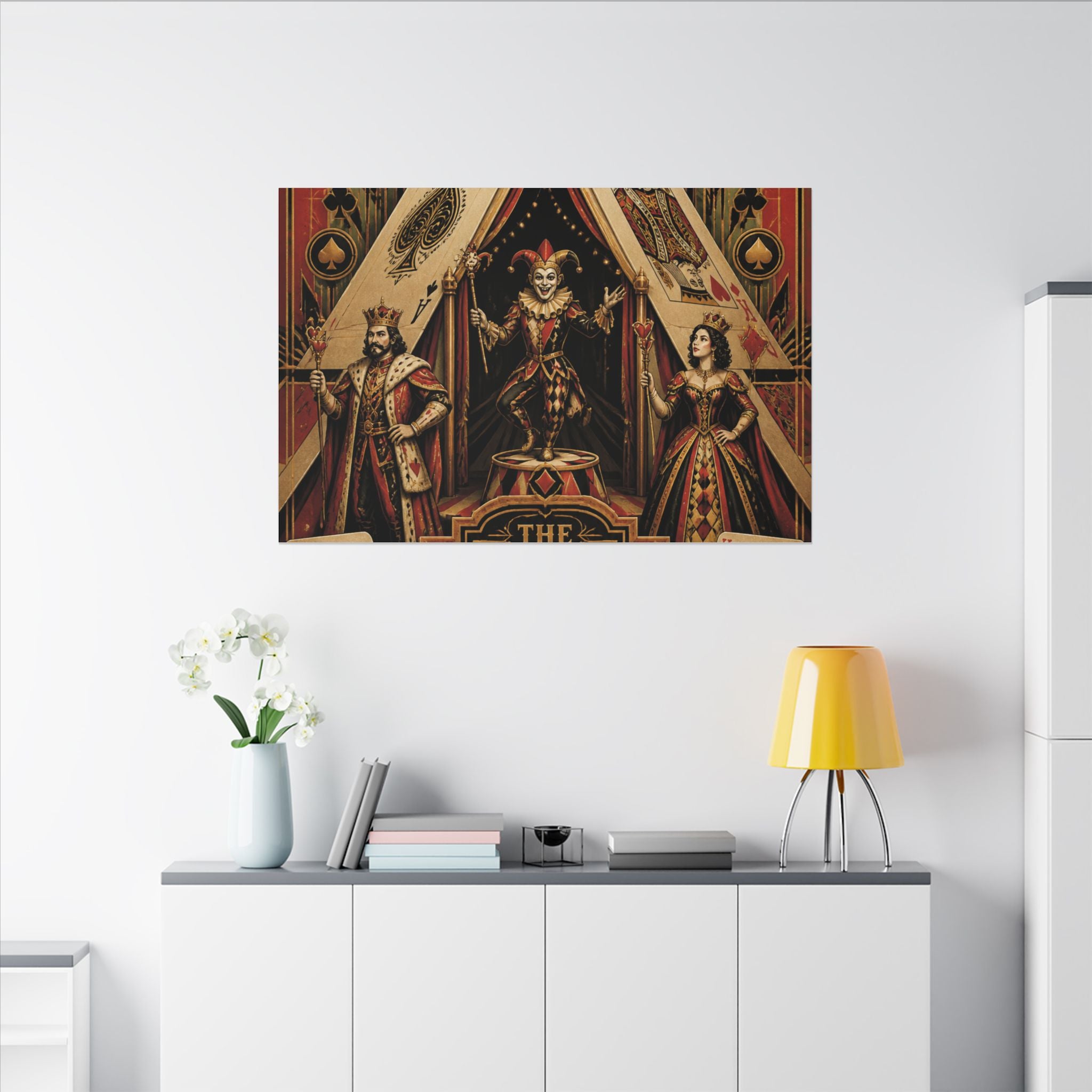 Playing Cards Tent Wall Art Canvas 16×20 Art Deco Entryway Decor Maximalist Print