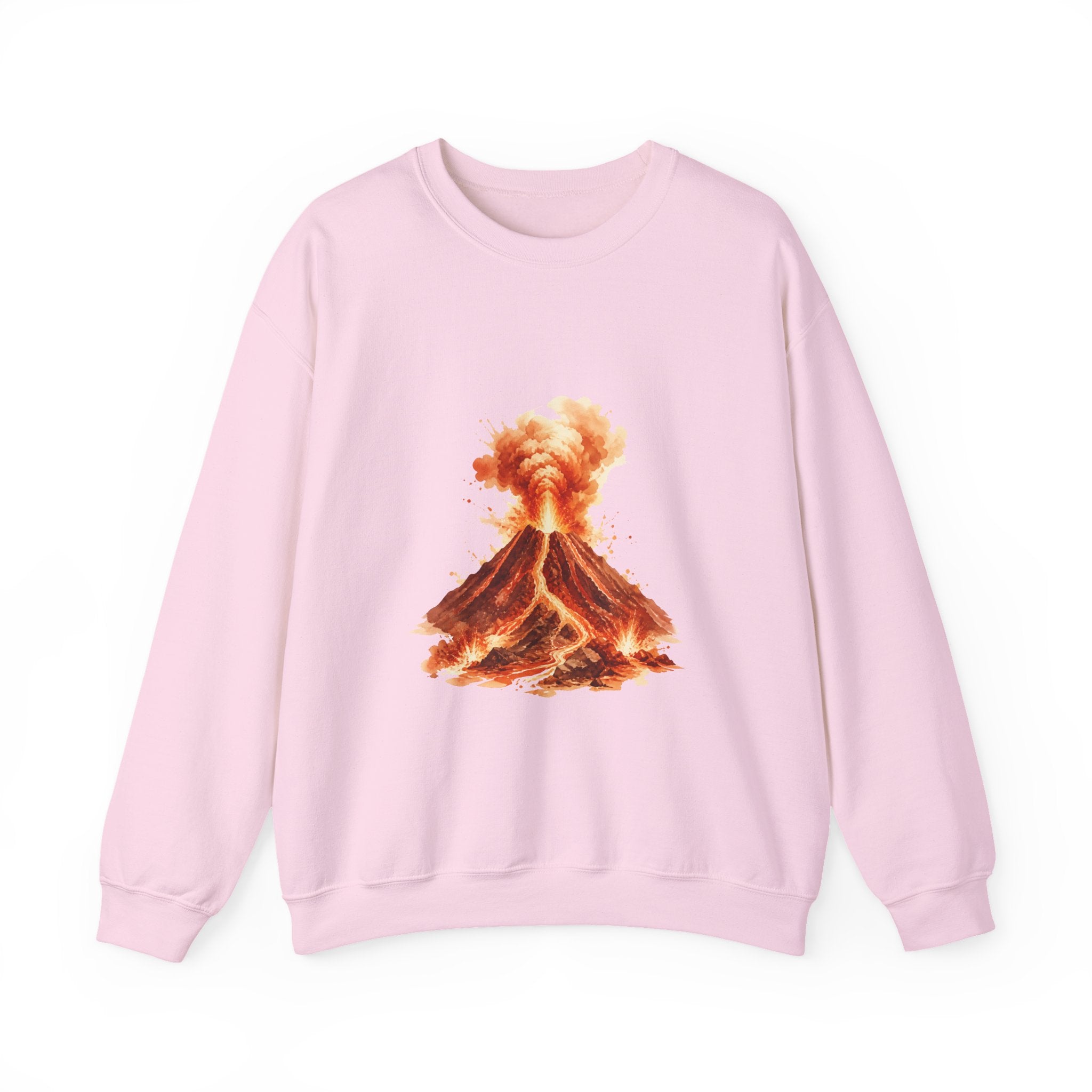 Matching Couple Sweatshirt - Volcano & Glacier Matching Couple Crewneck Sweatshirt Watercolor Art His Hers Engagement Gift - Design A