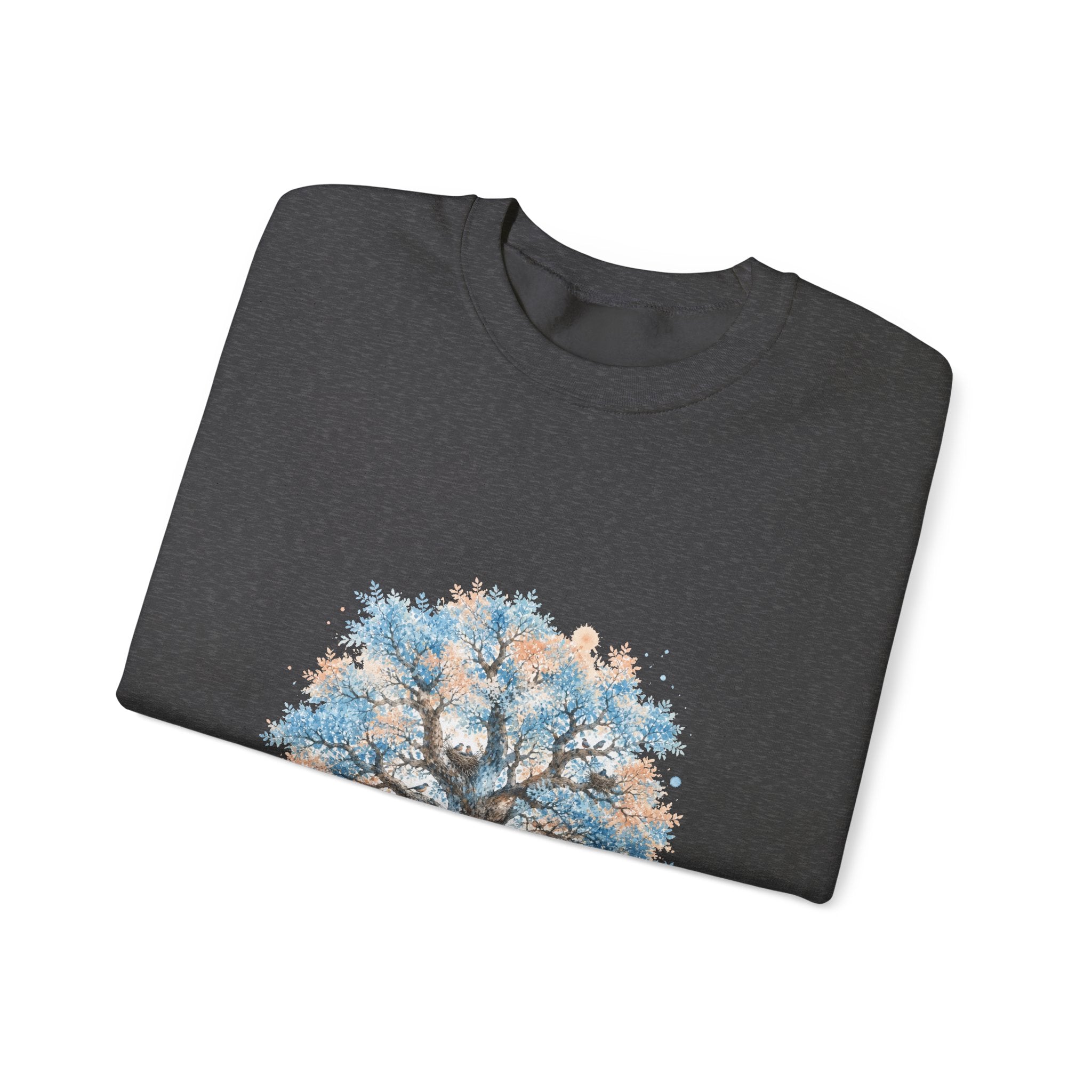 Matching Couple Sweatshirt - Ancient Oak & Deep Roots Matching Couple Crewneck Sweatshirt Watercolor Art His Hers Engagement Gift - Design A