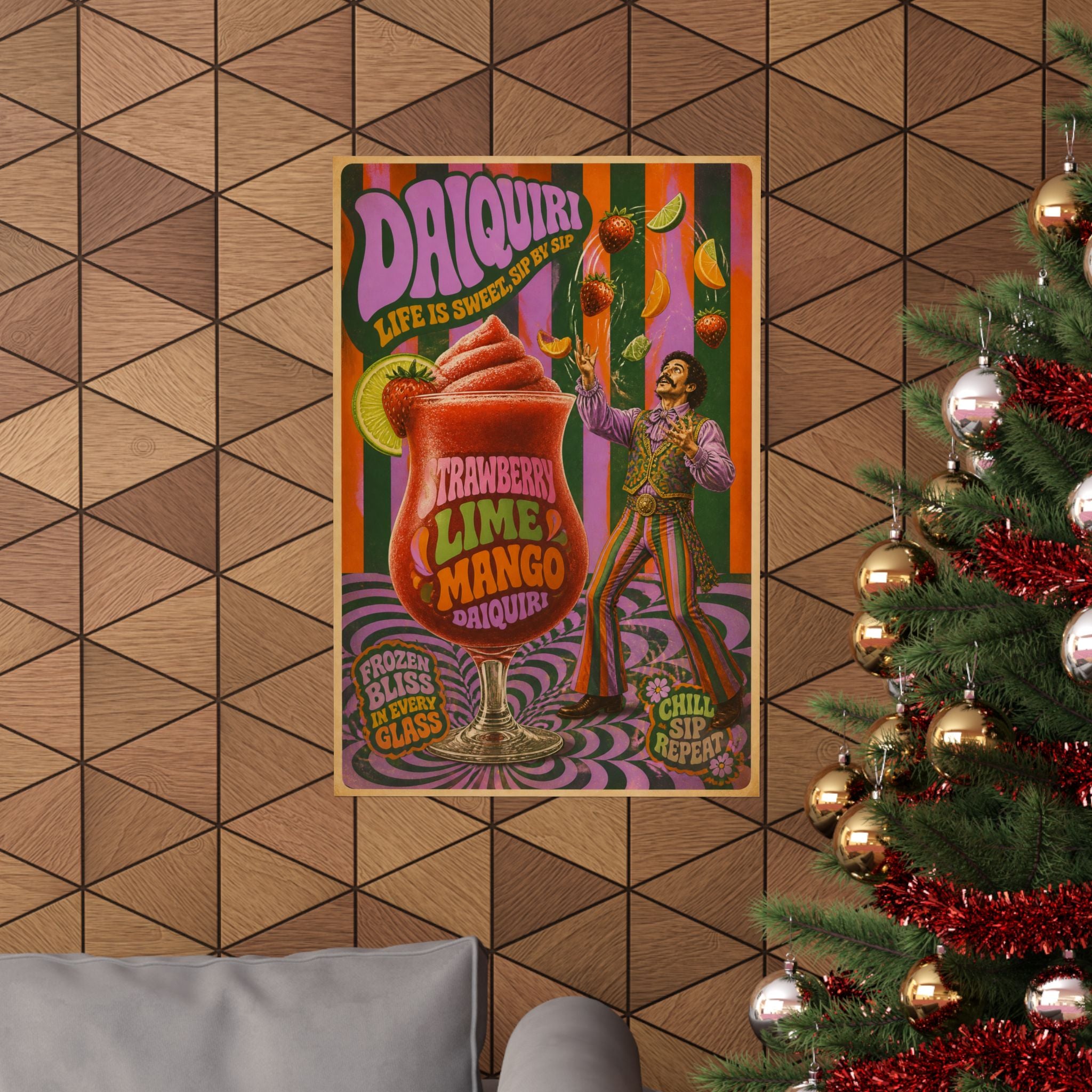 Daiquiri Fruit Juggler Wall Art Poster 18×24 Psychedelic Cafe Decor Maximalist Print