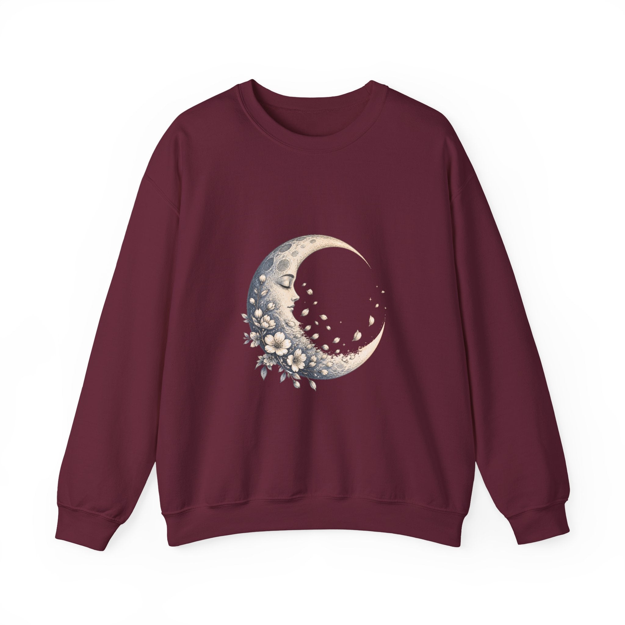 Matching Couple Sweatshirt - Waxing & Waning Moon Matching Couple Premium Fleece Sweatshirt Hand-Drawn Art His Hers Anniversary Gift - Design B