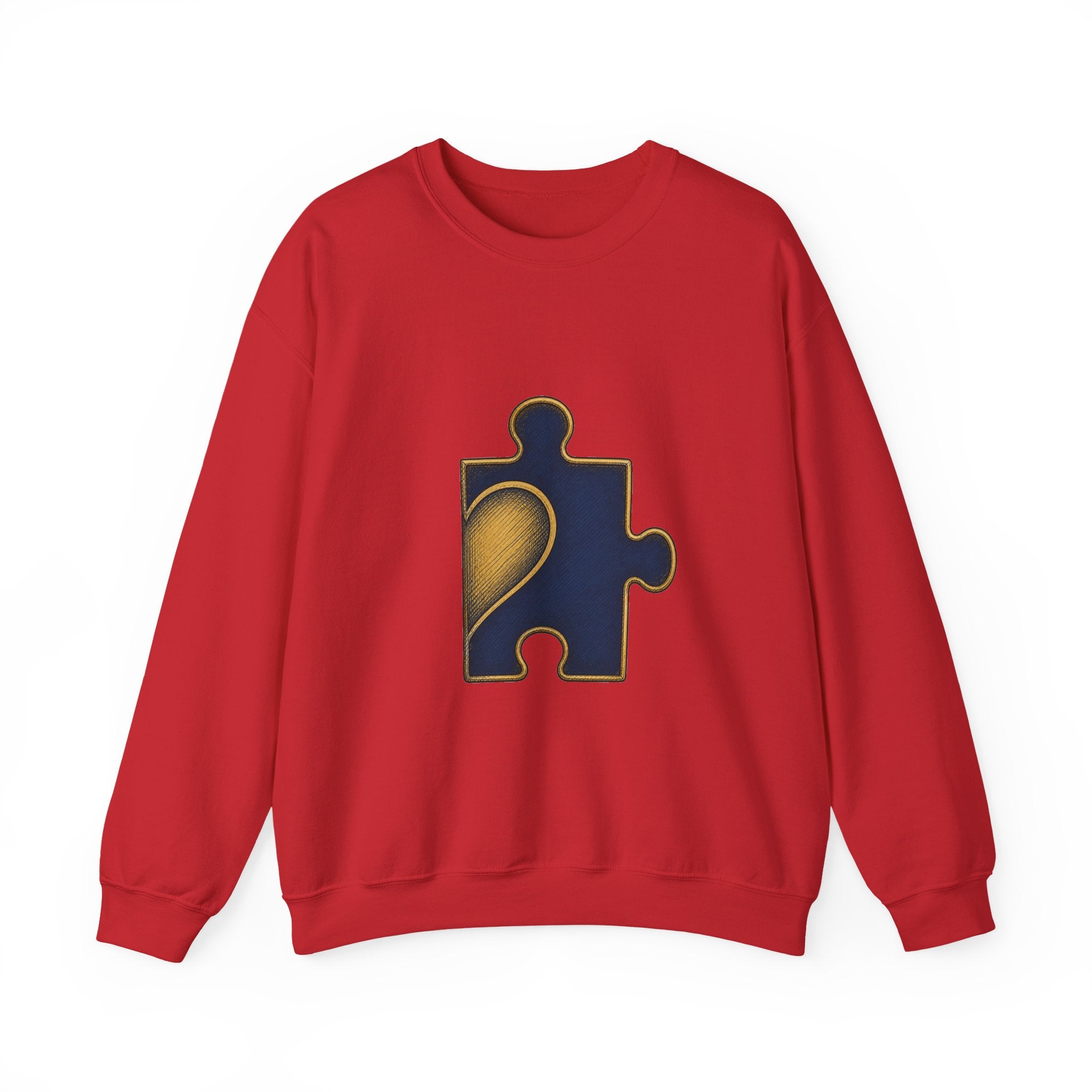 Matching Couple Sweatshirt - Puzzle Pieces Matching Couple Premium Fleece Sweatshirt Hand-Drawn Art His Hers Anniversary Gift - Design B
