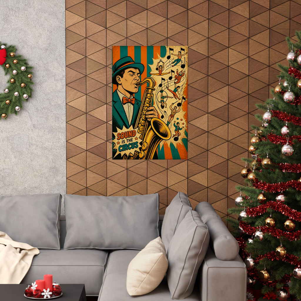 Saxophone Music Circus Wall Art Poster 24×36 Pop Art Restaurant Decor Maximalist Print