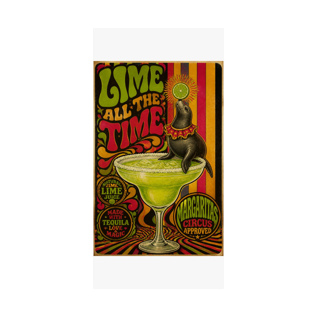 Margarita Balancing Seal Wall Art Poster 24×36 Psychedelic Dining Room Decor Maximalist Print