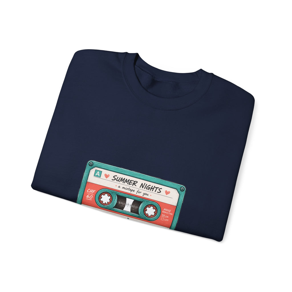 Matching Couple Sweatshirt - Vinyl & Cassette Matching Couple Comfort Colors Crew Hand-Drawn Art His Hers Anniversary Gift - Design B